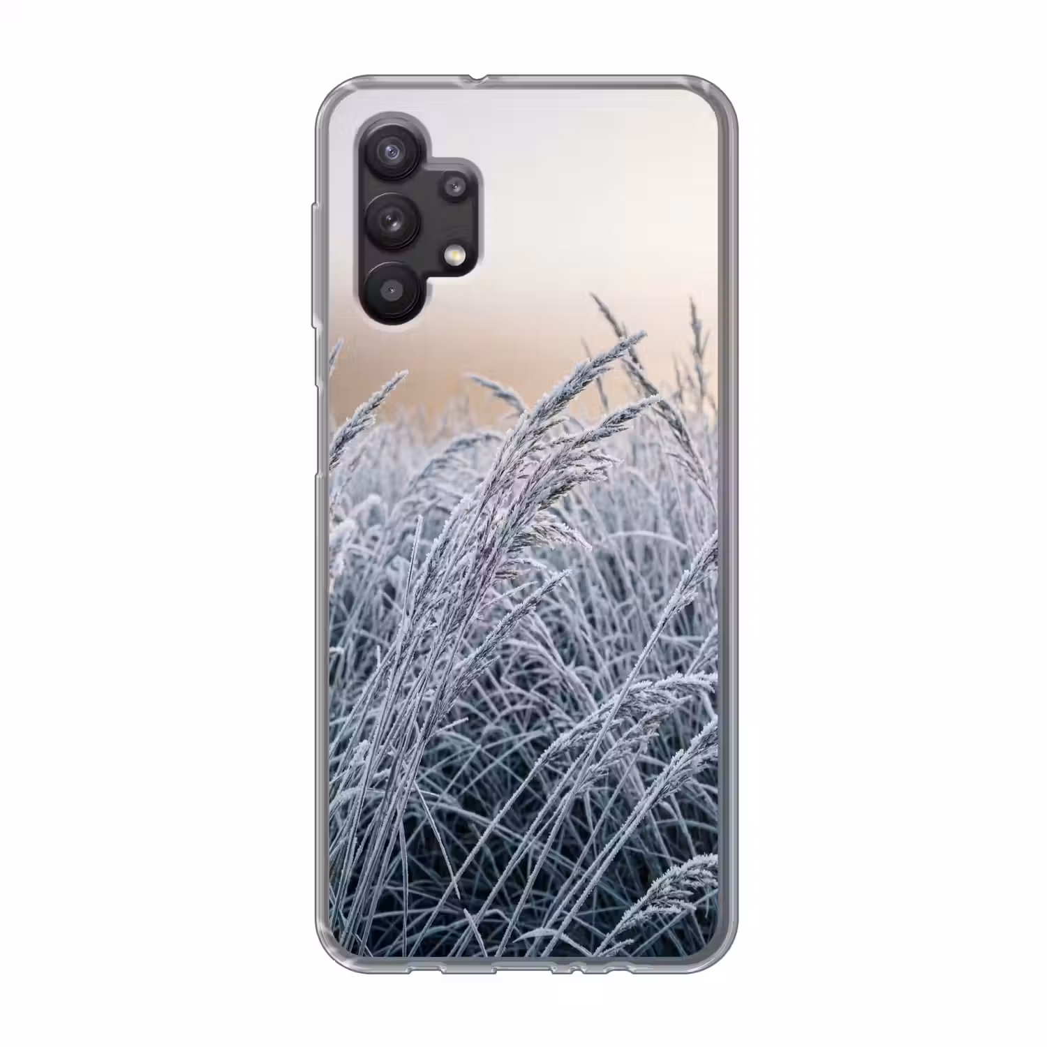 Rijp - Gras - Kristallen - Winter - Minimalistisch Telefoonhoesje Samsung Galaxy A32 5G klein -3d
