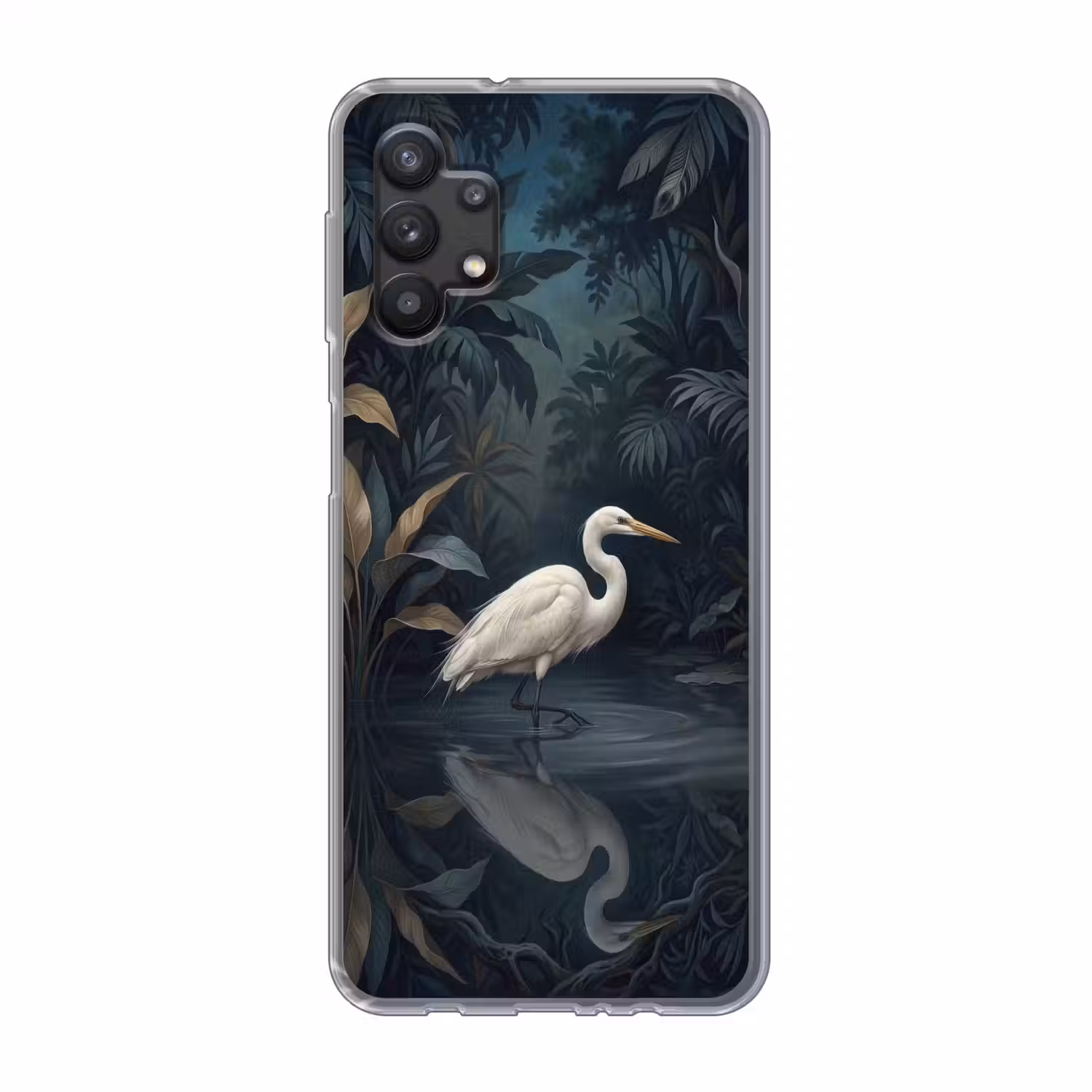 Reiger - Water - Natuur - Modern - Wit Telefoonhoesje Samsung Galaxy A32 5G klein -3d