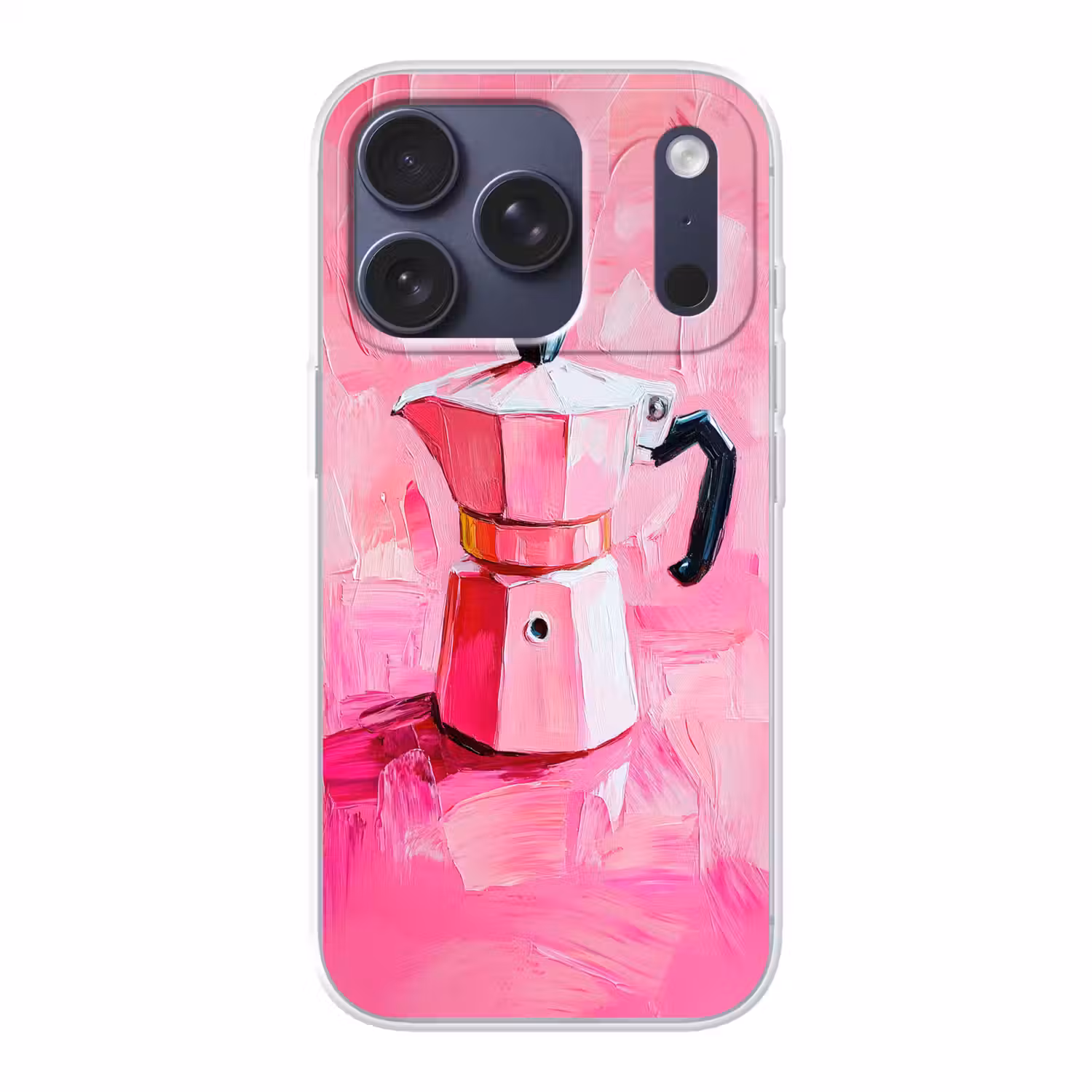 Roze - Verf - Coffee Telefoonhoesje iPhone 17 Pro klein -3d