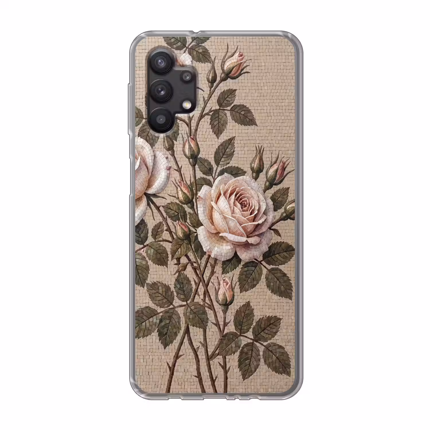 Roos - Mozaïek - Bloemen - Klassiek - Beige Telefoonhoesje Samsung Galaxy A32 5G klein -3d