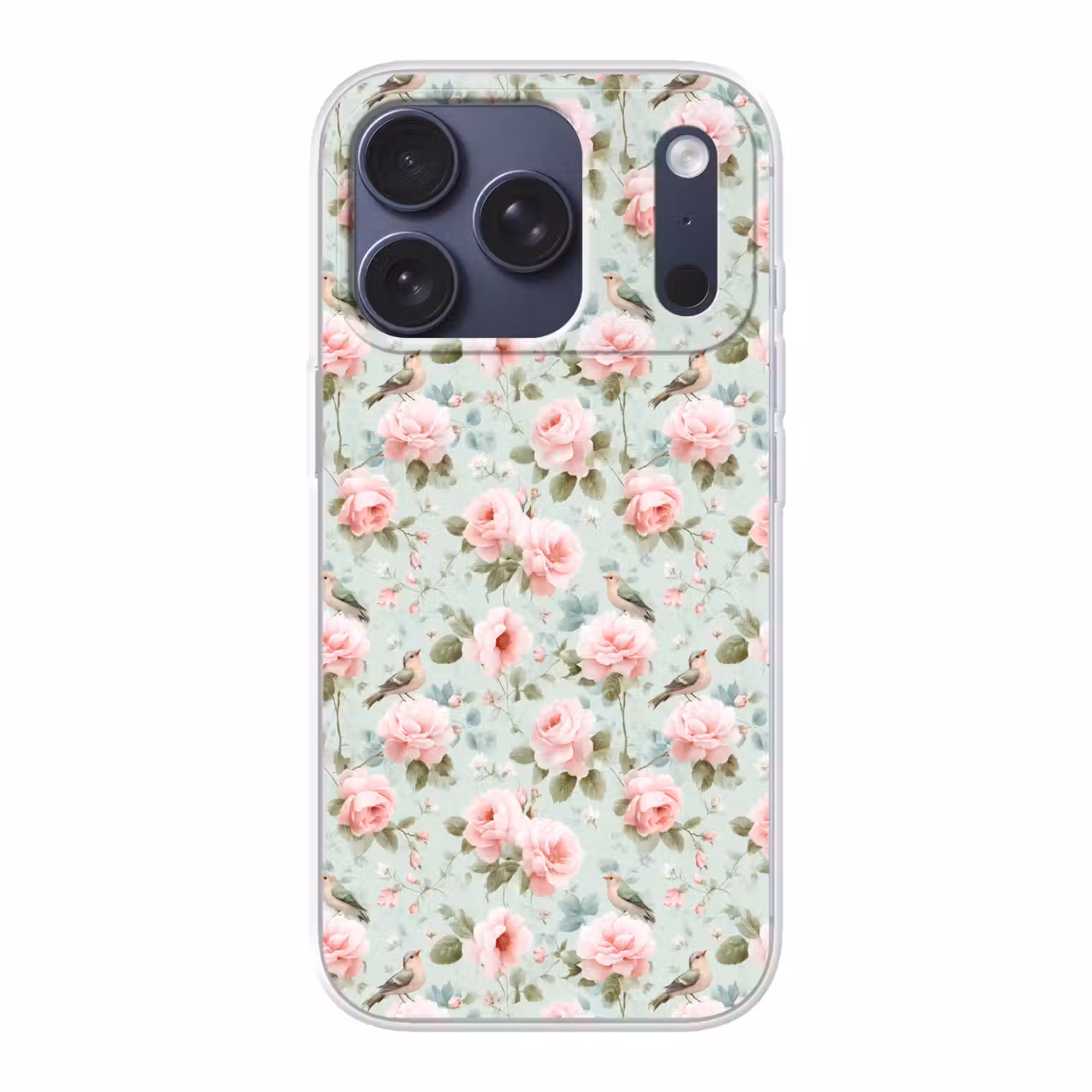 Rozen - Vogels - Pastel - Kleurrijk Telefoonhoesje iPhone 17 Pro klein 878 -3d