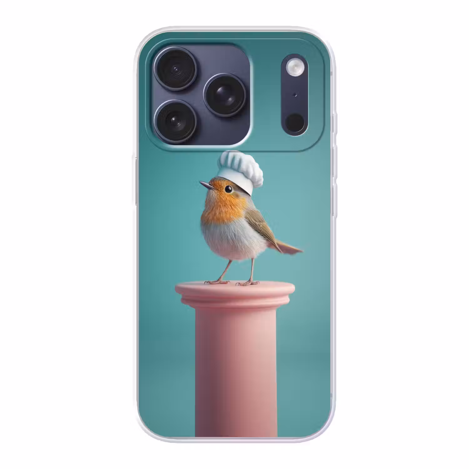 Roodborstje - Vogel - Koksmuts - Sokkel Telefoonhoesje iPhone 17 Pro klein -3d