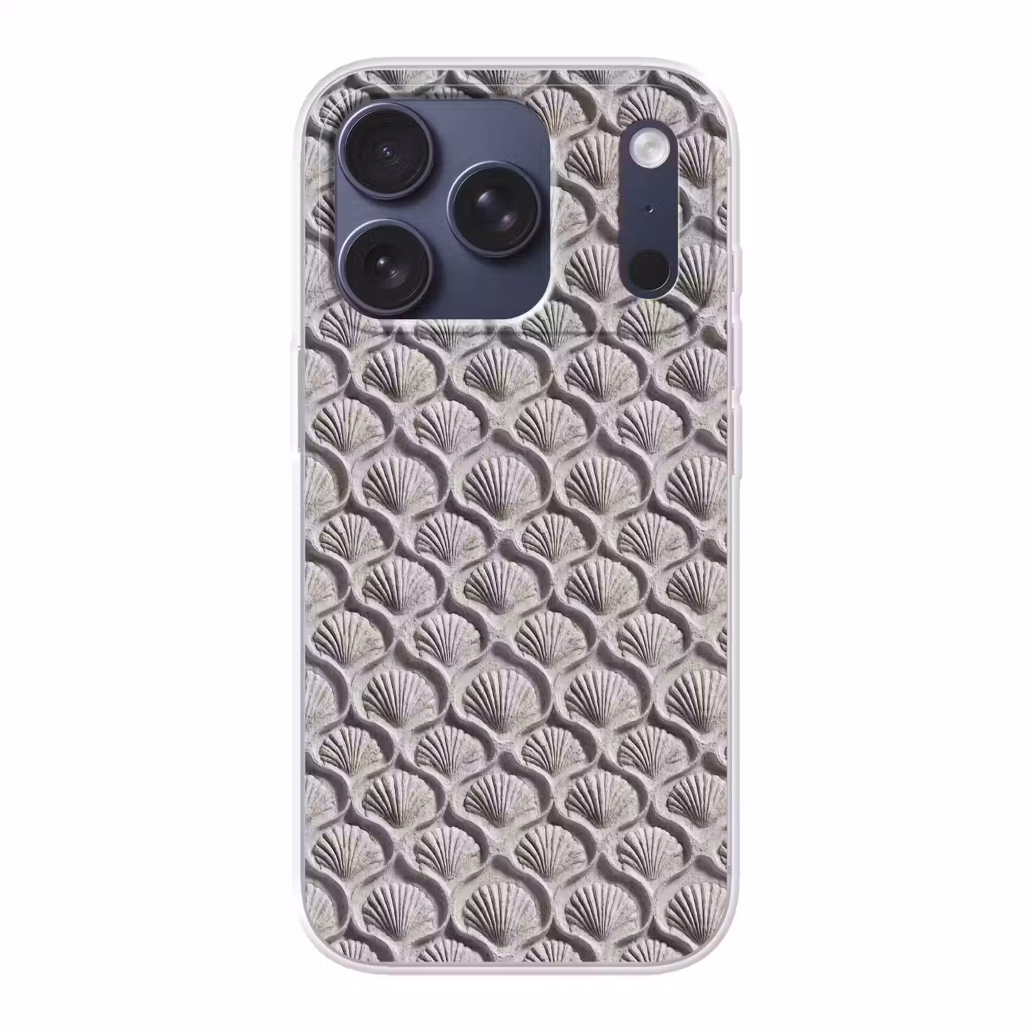 Zand - Schelpenvorm - Grijs Telefoonhoesje iPhone 17 Pro klein 878 -3d