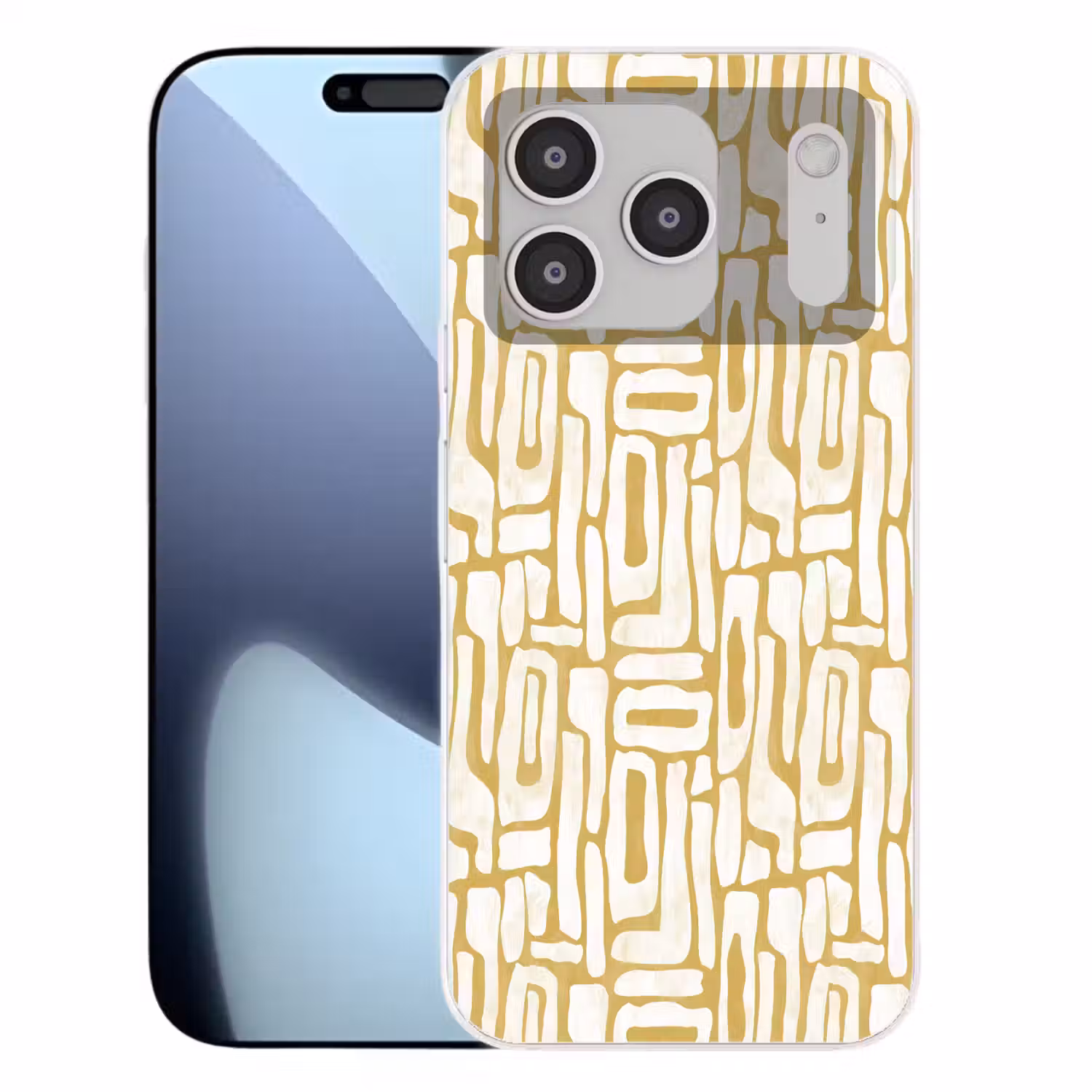 Zandkleur - Wit - Patroon Telefoonhoesje iPhone 17 Pro klein 878 -3d