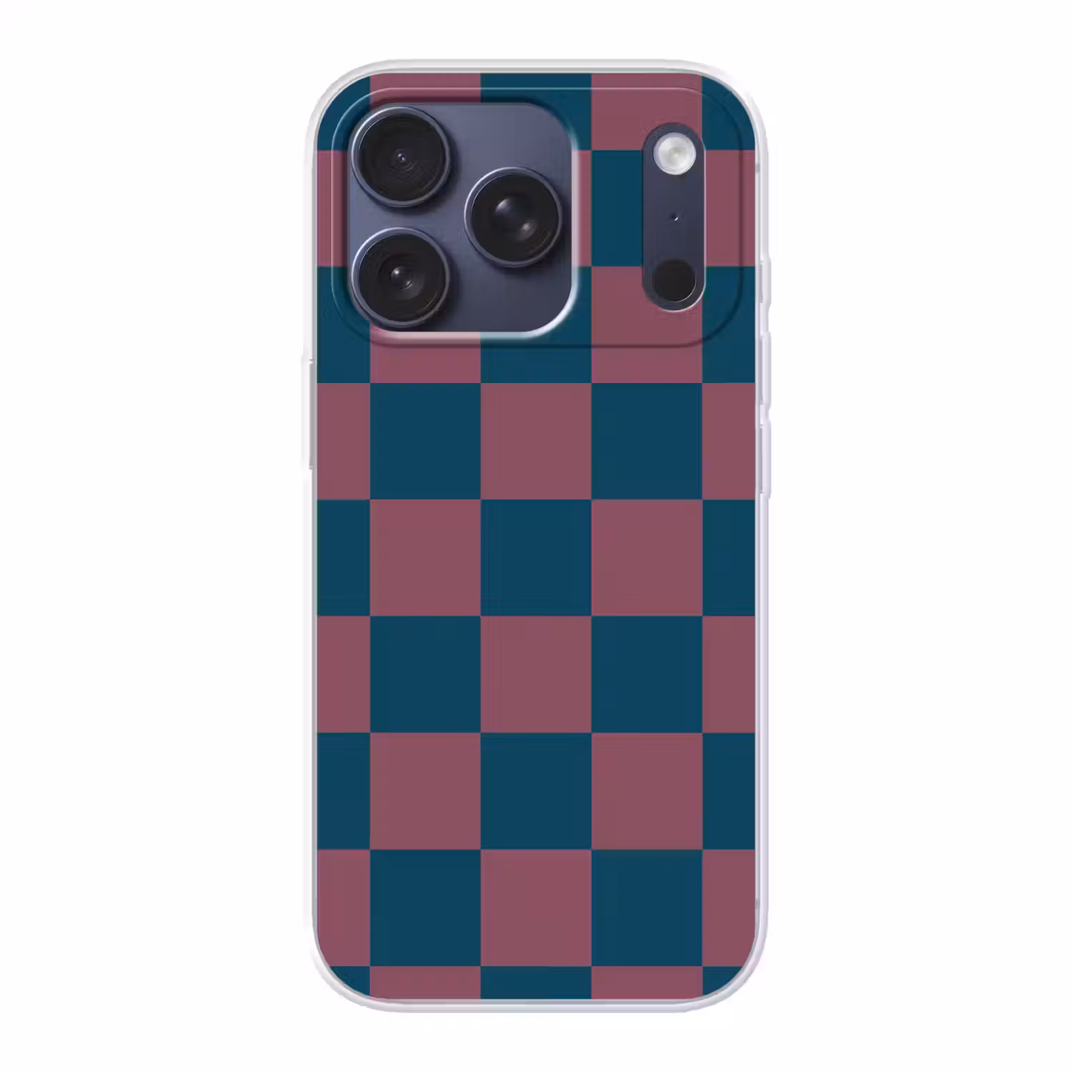 Schaakbord print - Blauw - Rood - Blokjes Telefoonhoesje iPhone 17 Pro klein -3d