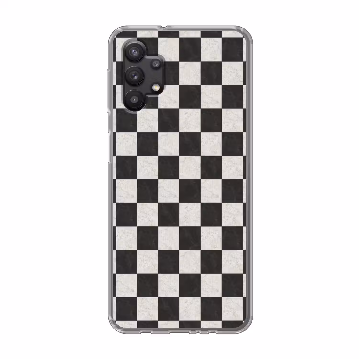 Dambord - Marmer - Zwart - Wit Telefoonhoesje Samsung Galaxy A32 5G klein 346 -3d