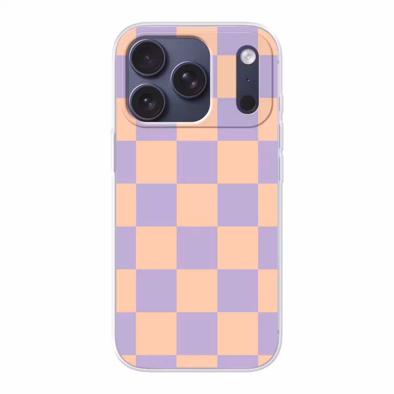 Schaakbord patroon - Paars - Roze - Blokjes Telefoonhoesje iPhone 17 Pro klein -3d