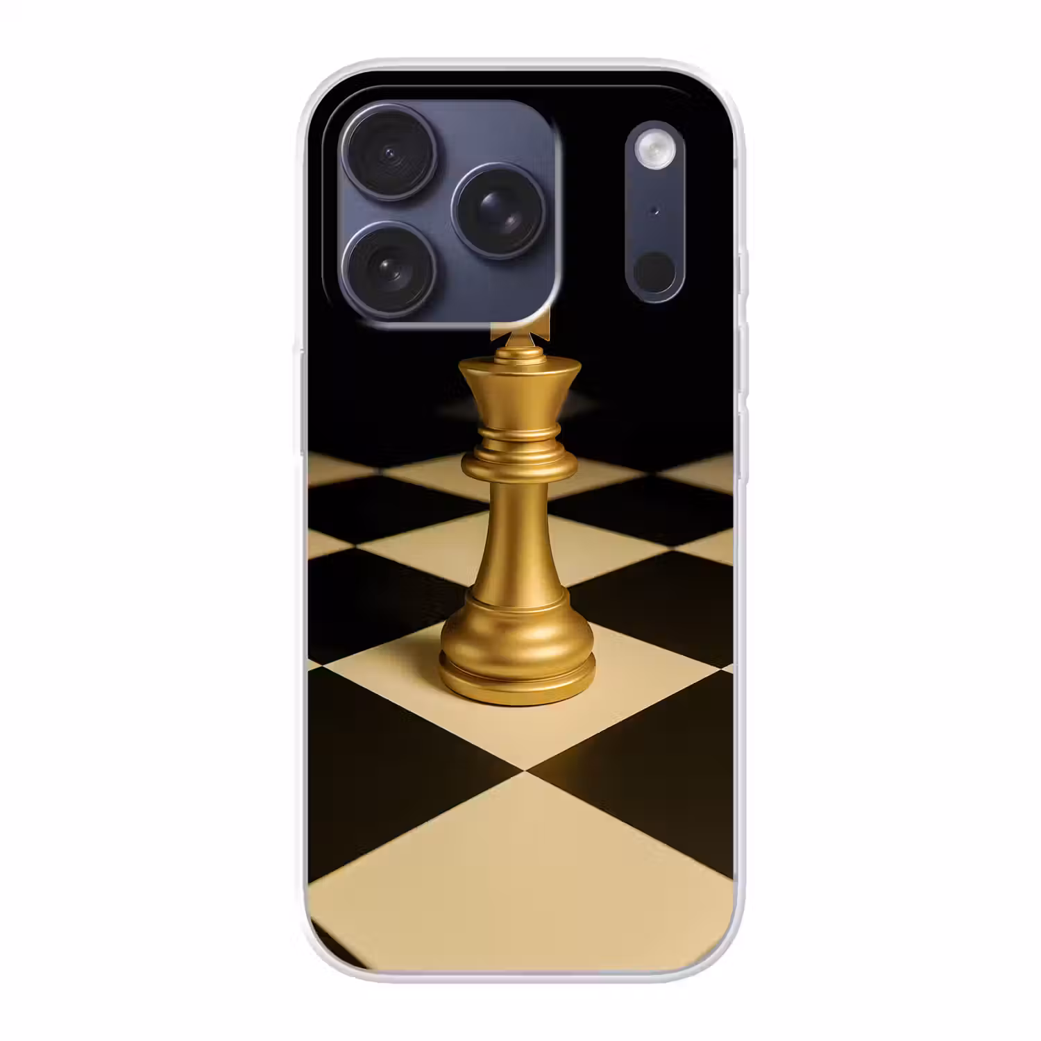 Schaakstuk - Koning - Schaakbord - Geblokt Telefoonhoesje iPhone 17 Pro klein -3d