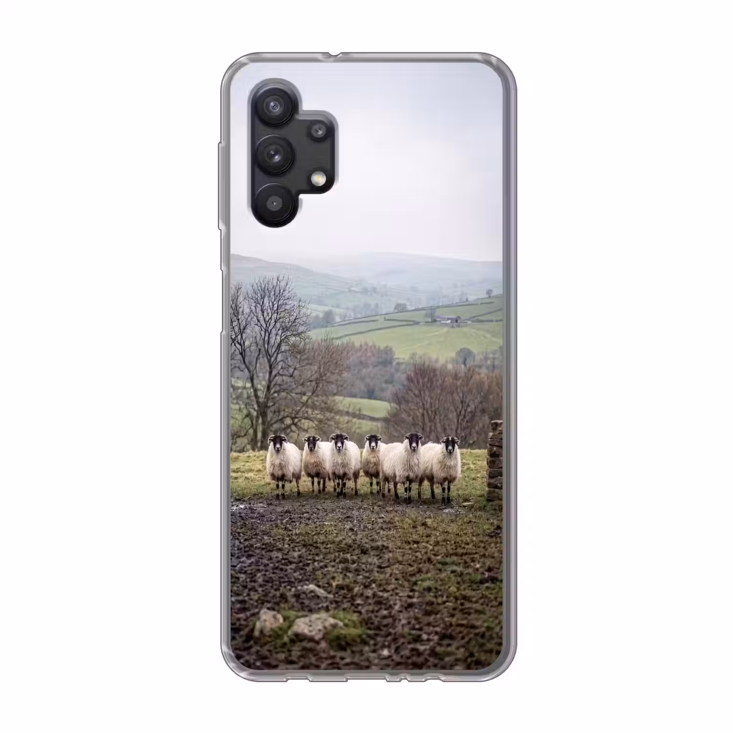 Schapen - Rij - Weide - Dieren - Platteland Telefoonhoesje Samsung Galaxy A32 5G klein -3d