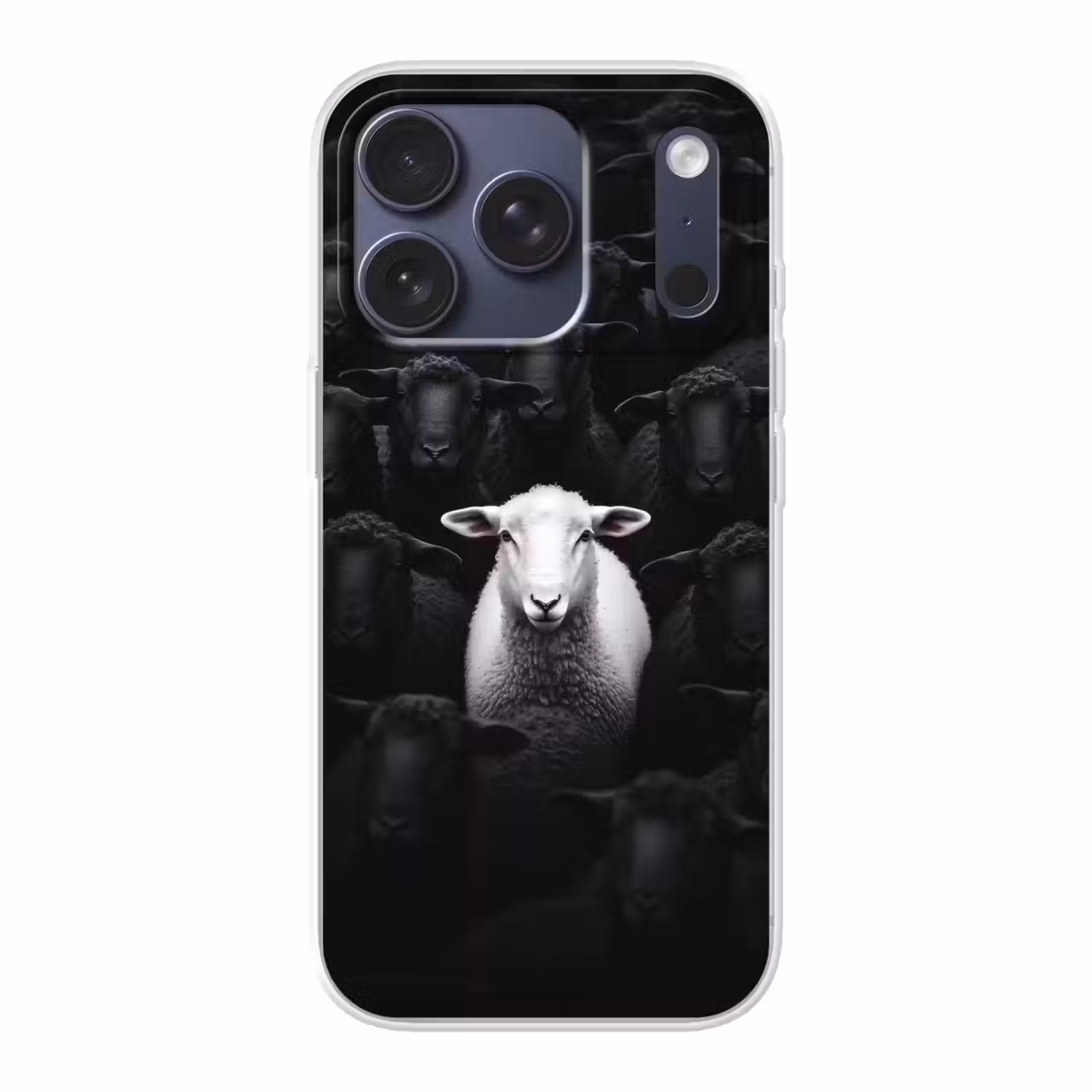 Schapen - Wit - Duisternis Telefoonhoesje iPhone 17 Pro klein -3d