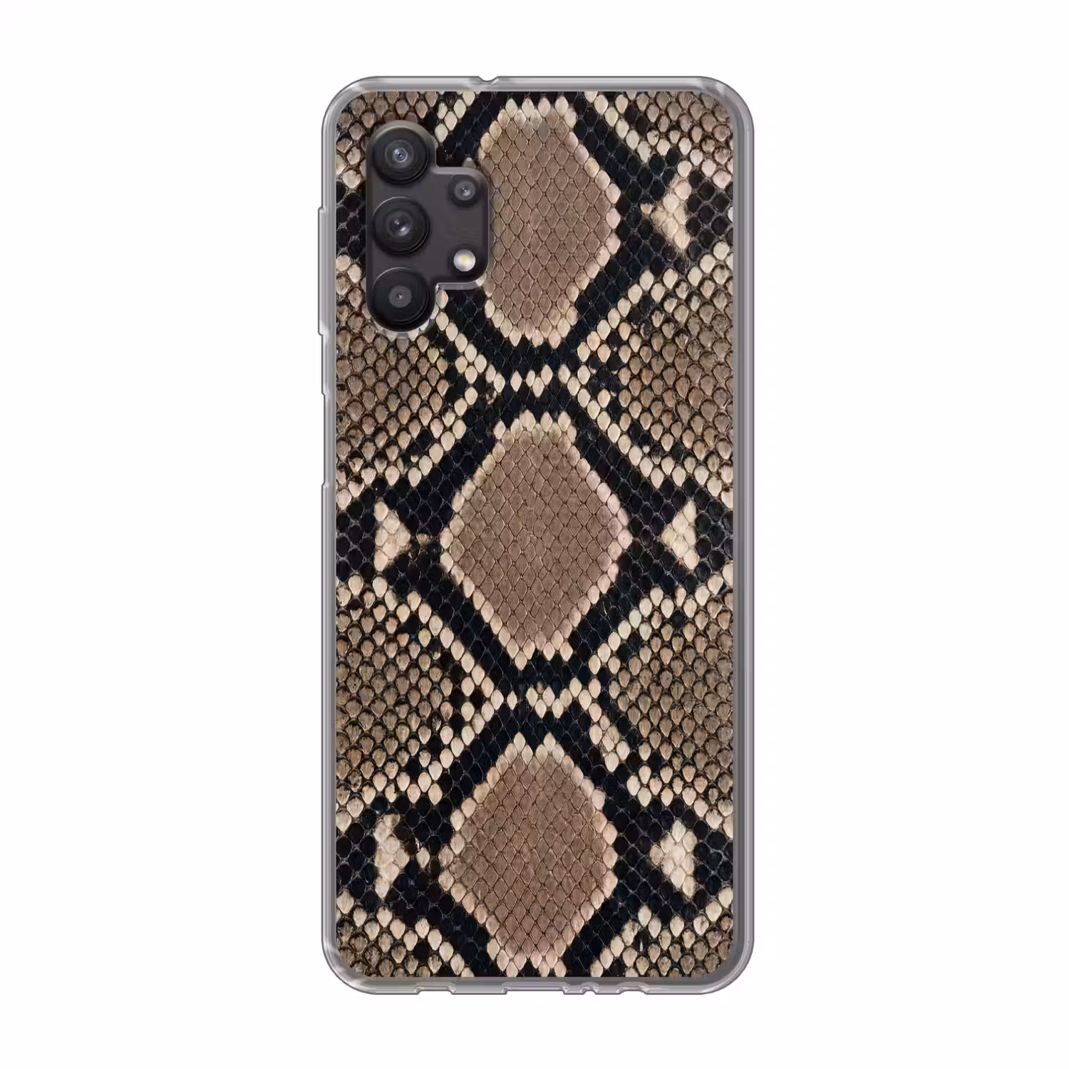 Slangenprint - Python - Bruin Telefoonhoesje Samsung Galaxy A32 5G klein -3d