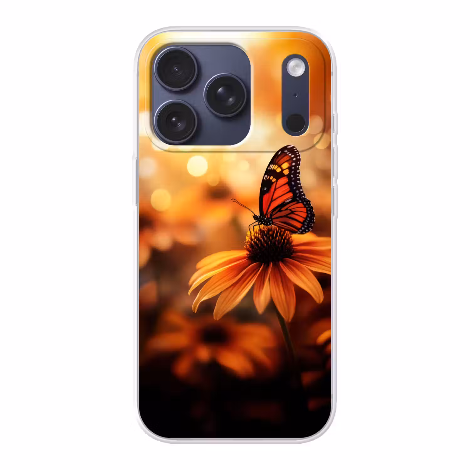 Vlinder - Bloemen - Oranje Telefoonhoesje iPhone 17 Pro klein -3d