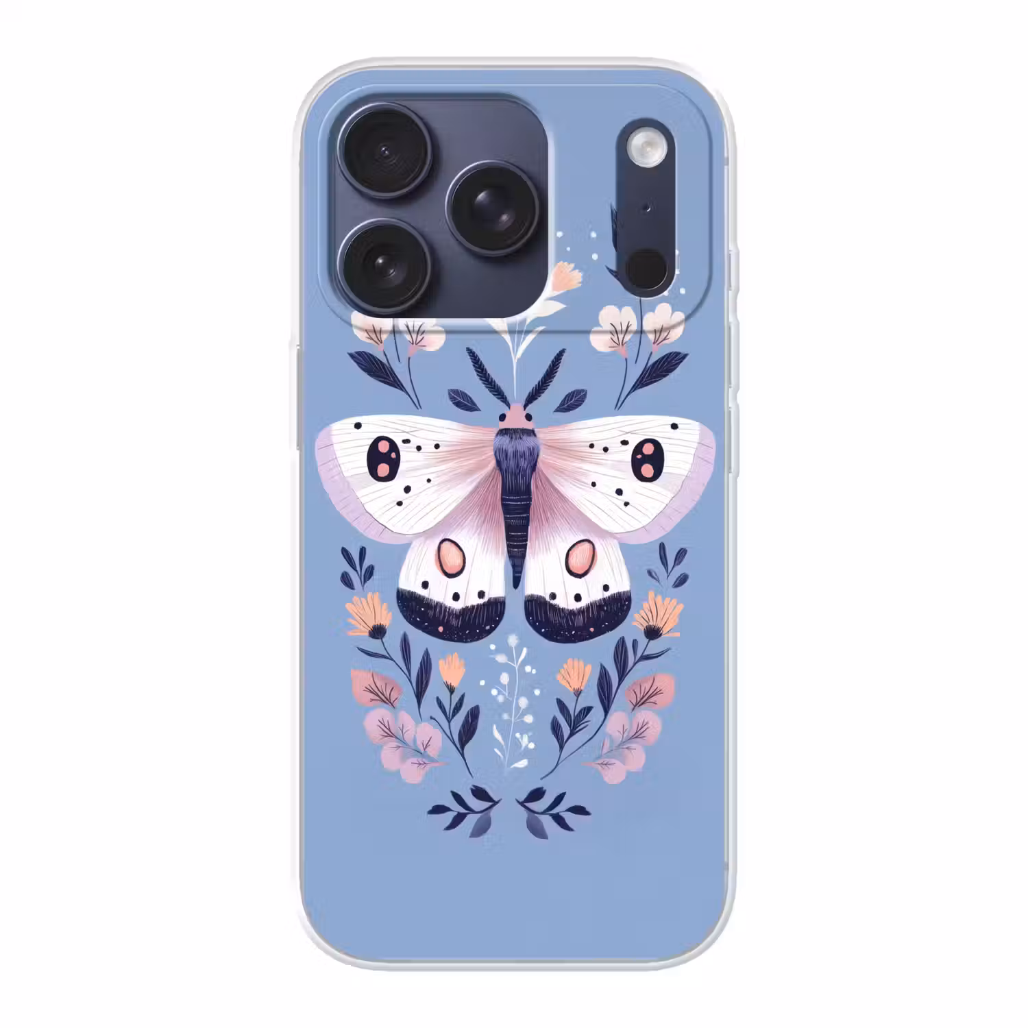 Vlinder - Vleugels - Stippen - Bloemen Telefoonhoesje iPhone 17 Pro klein -3d