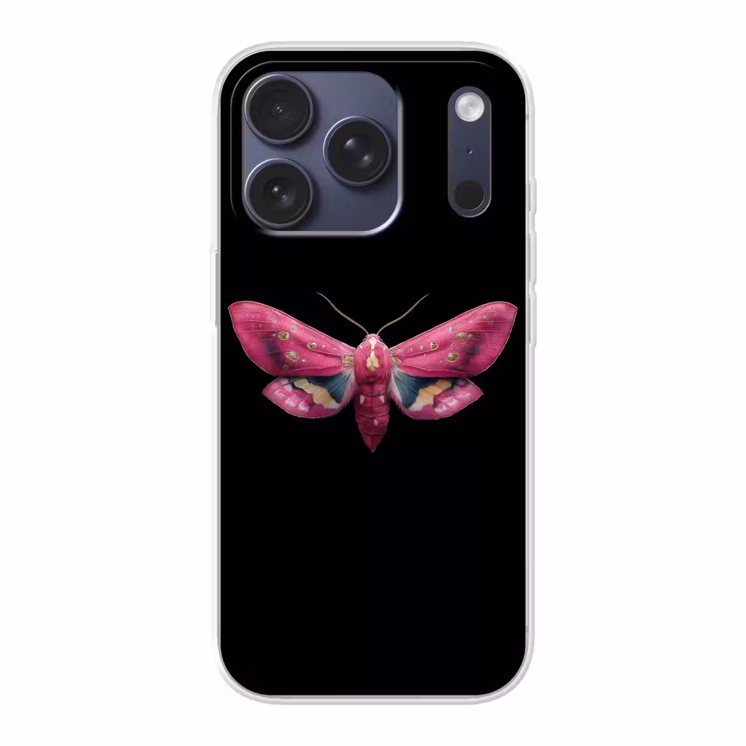 Vlinder - Roze - Nachtvlinder Telefoonhoesje iPhone 17 Pro klein -3d