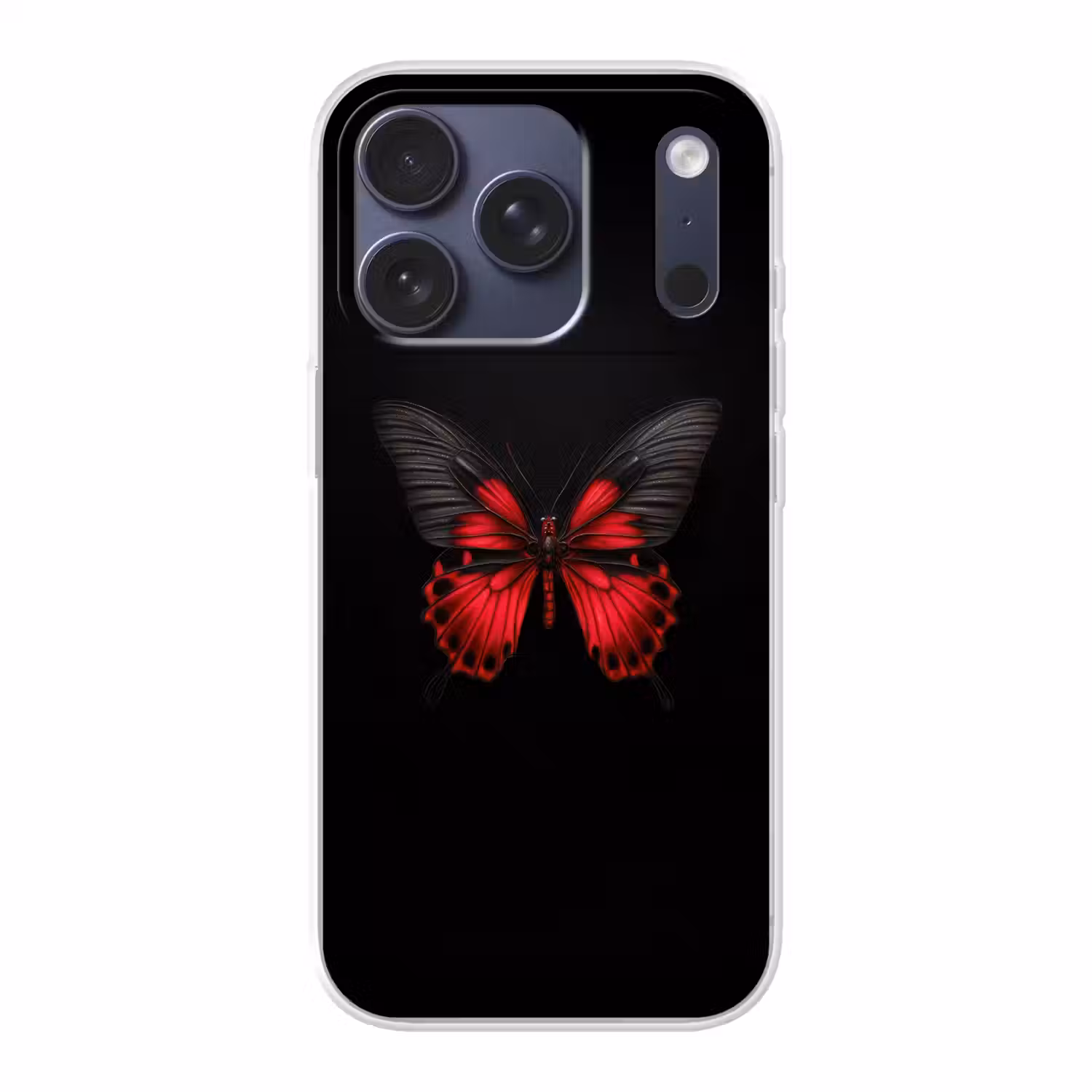 Vlinder - Rood - Contrast Telefoonhoesje iPhone 17 Pro klein -3d