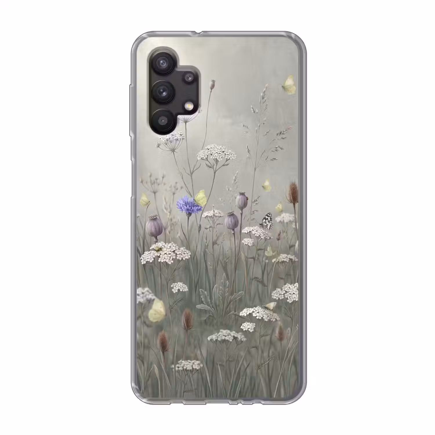 Vlinders - Wildbloemen - Illustratie - Kleurrijk Telefoonhoesje Samsung Galaxy A32 5G klein -3d