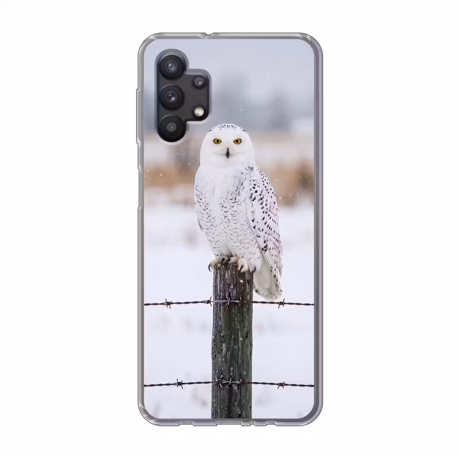 Sneeuwuil - Hek - Sneeuw - Wit Telefoonhoesje Samsung Galaxy A32 5G klein -3d
