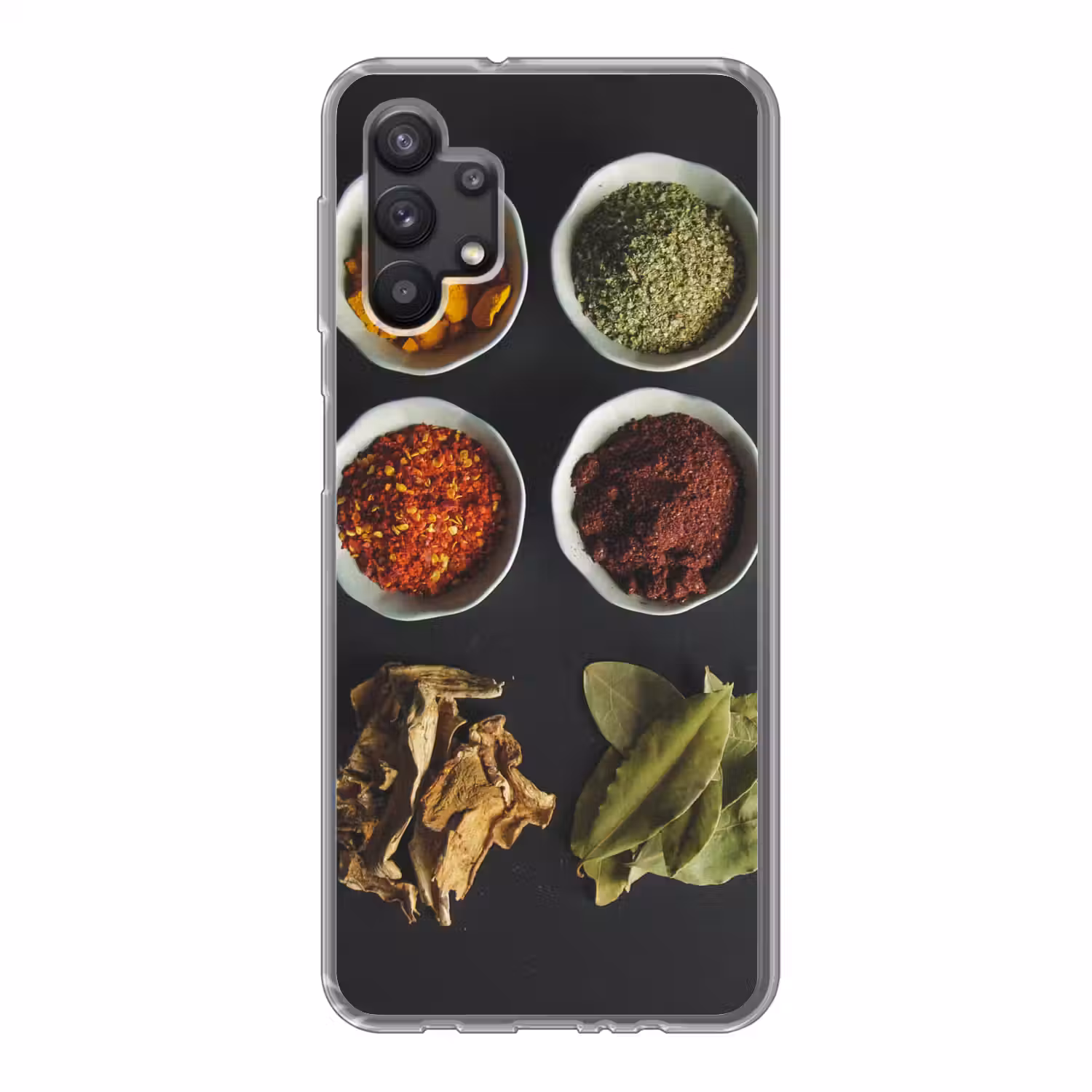 Pollepel - Specerijen - Kruiden - Groen - Bruin - Rustiek Telefoonhoesje Samsung Galaxy A32 5G klein -3d