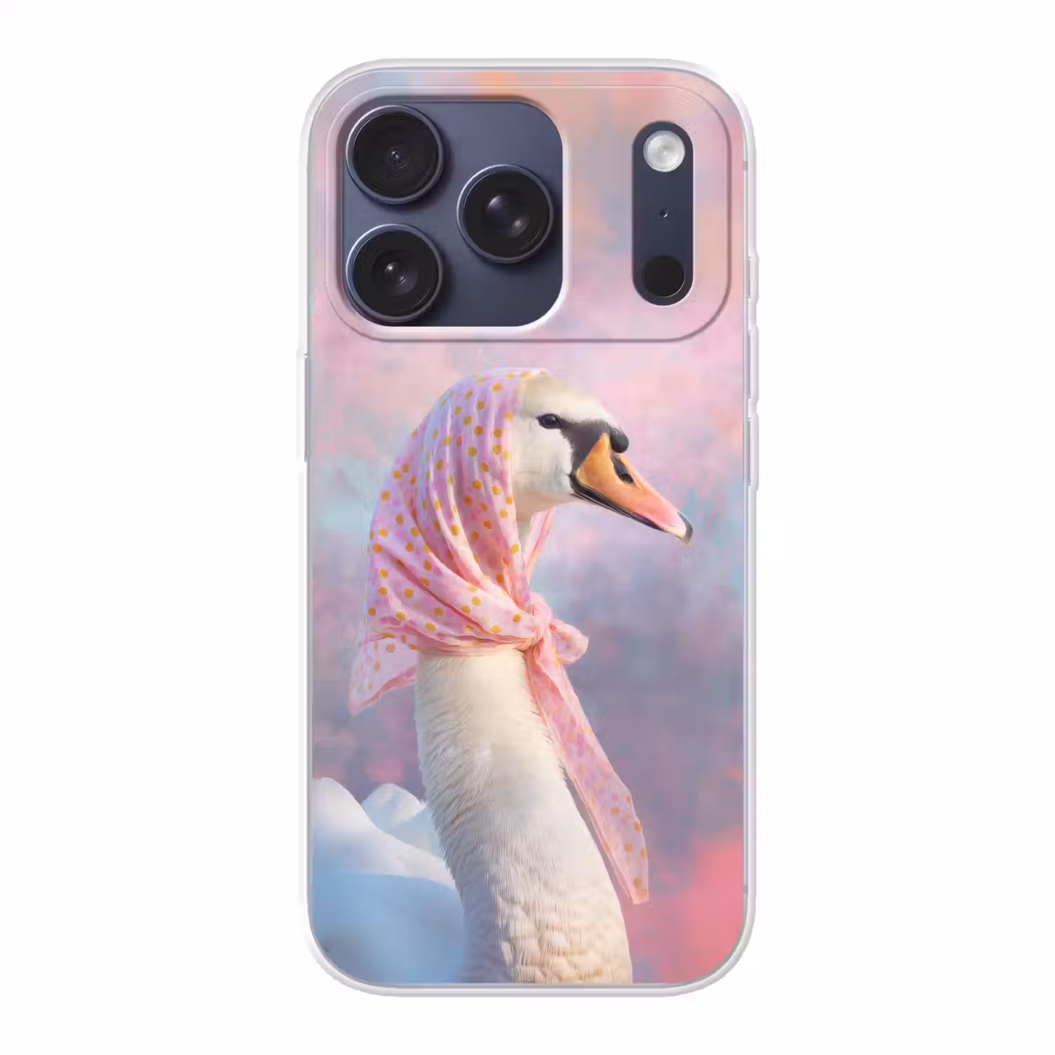 Zwaan - Sjaaltje - Pastelwolken Telefoonhoesje iPhone 17 Pro klein -3d