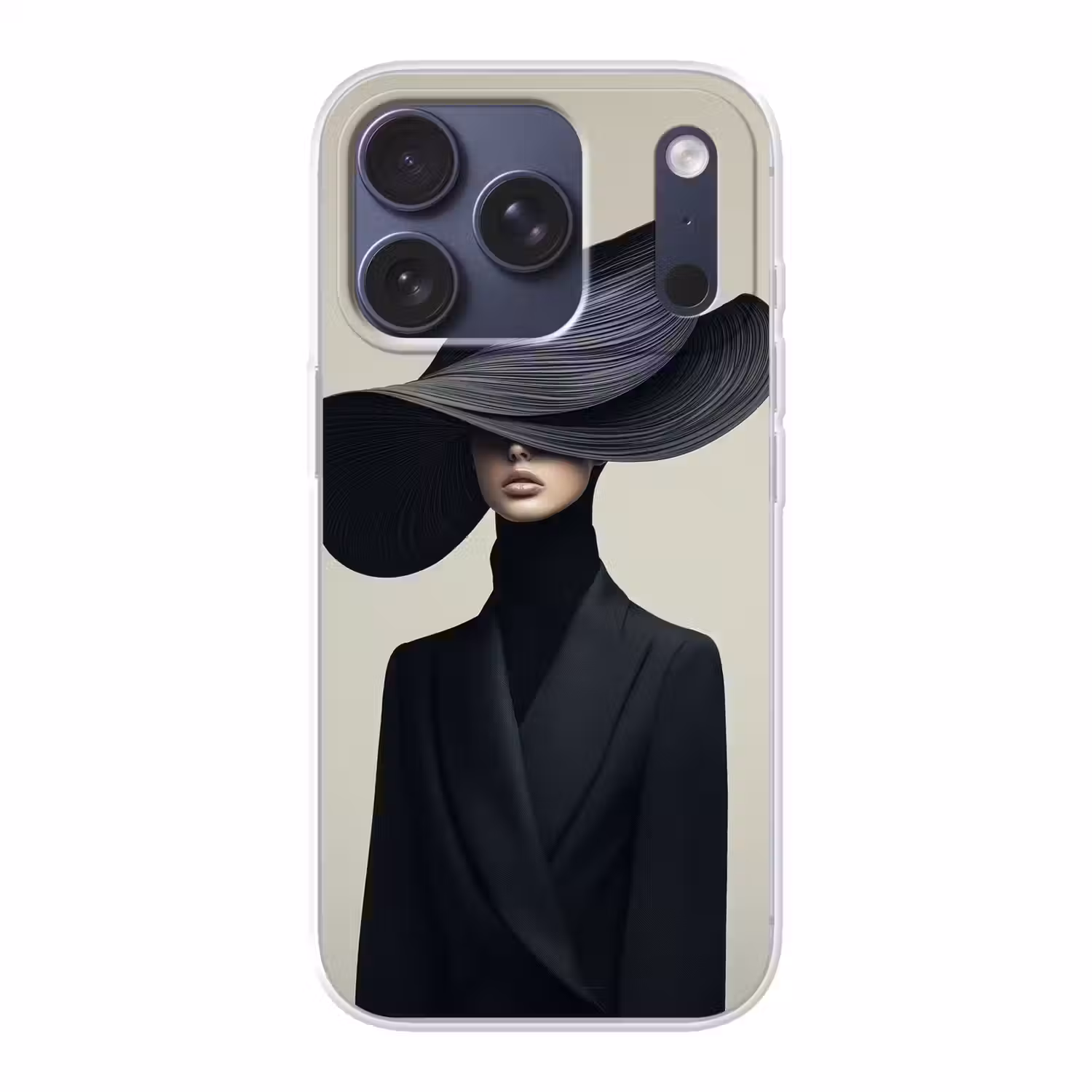 Zwart - Vrouw - Hoed Telefoonhoesje iPhone 17 Pro klein -3d