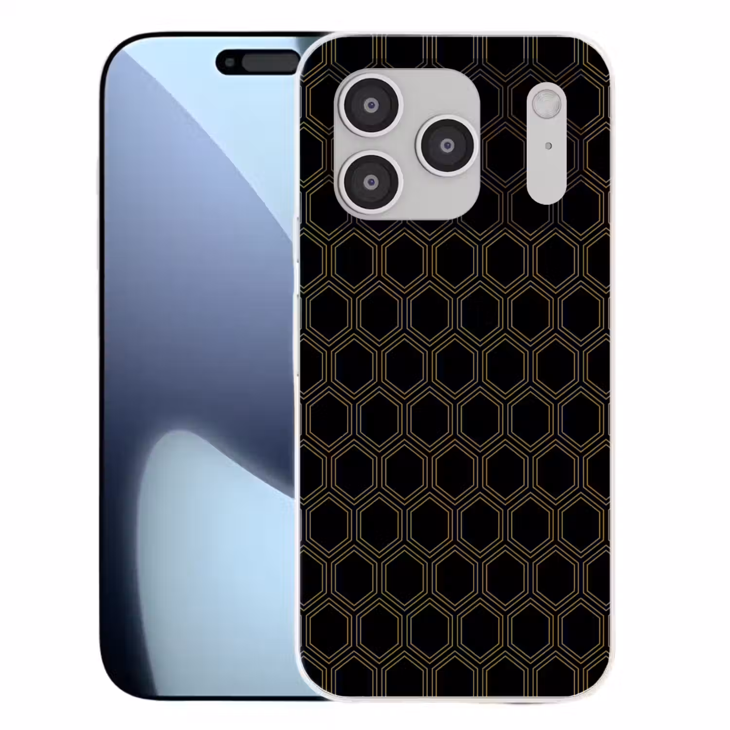 Zwart - Goud - Zeshoek Telefoonhoesje iPhone 17 Pro klein 878 -3d