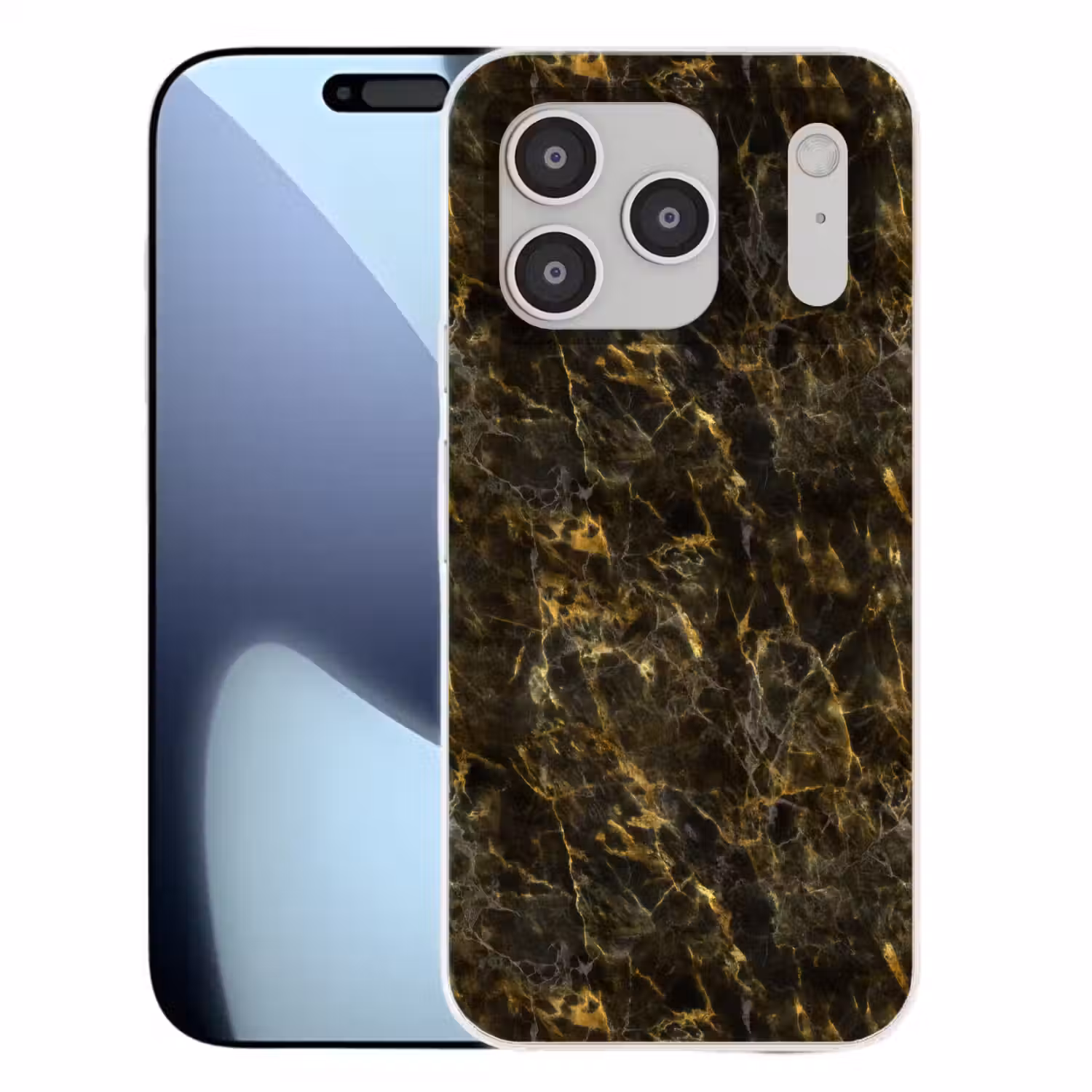Zwart - Marmer - Goud Telefoonhoesje iPhone 17 Pro klein 878 -3d
