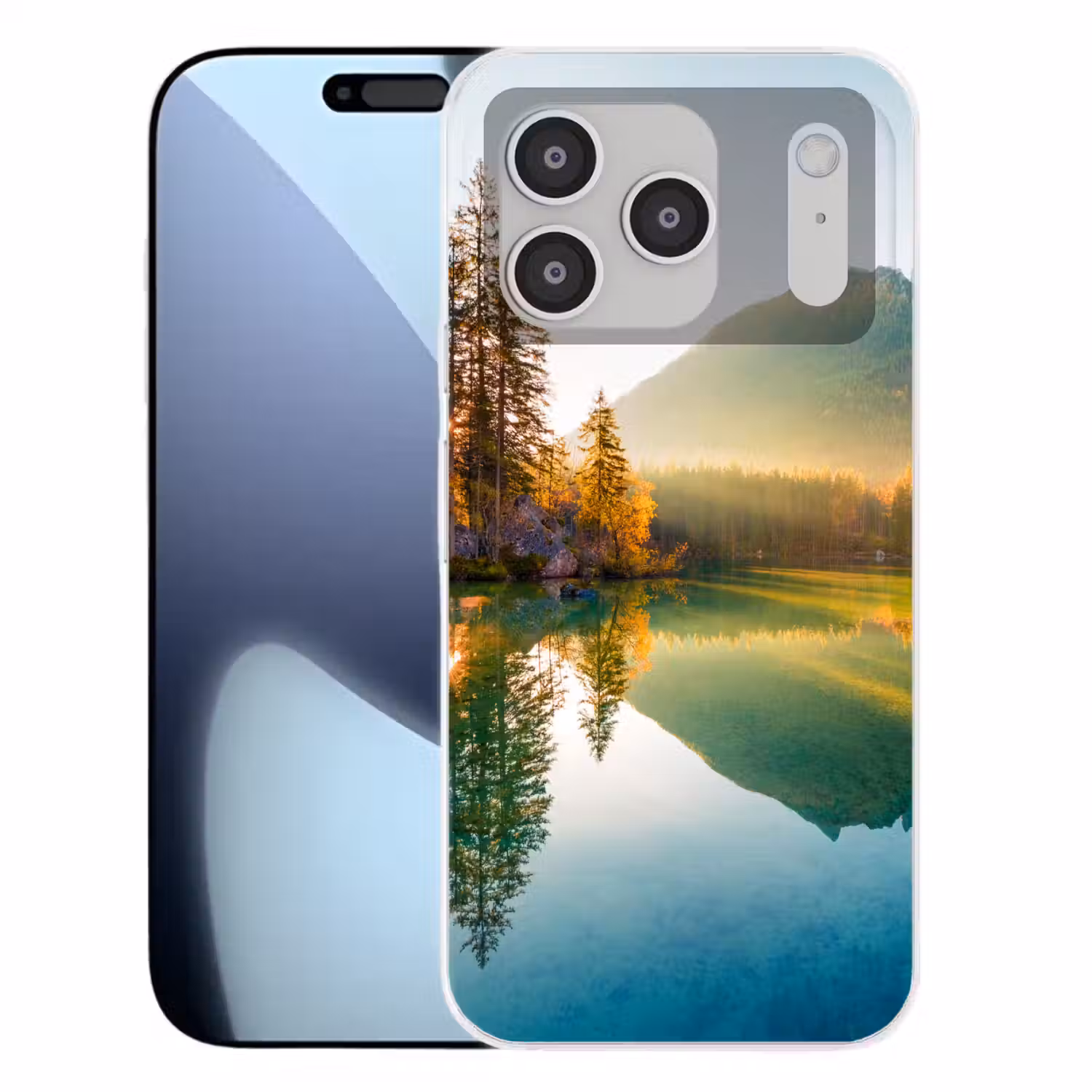 Meer - Bos - Bergen - Natuur - Zon - Landschap Telefoonhoesje iPhone 17 Pro klein -3d