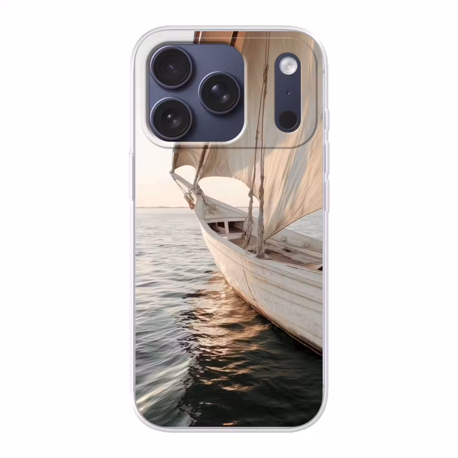 Zeilboot - Zee - Beige - Zon Telefoonhoesje iPhone 17 Pro klein -3d