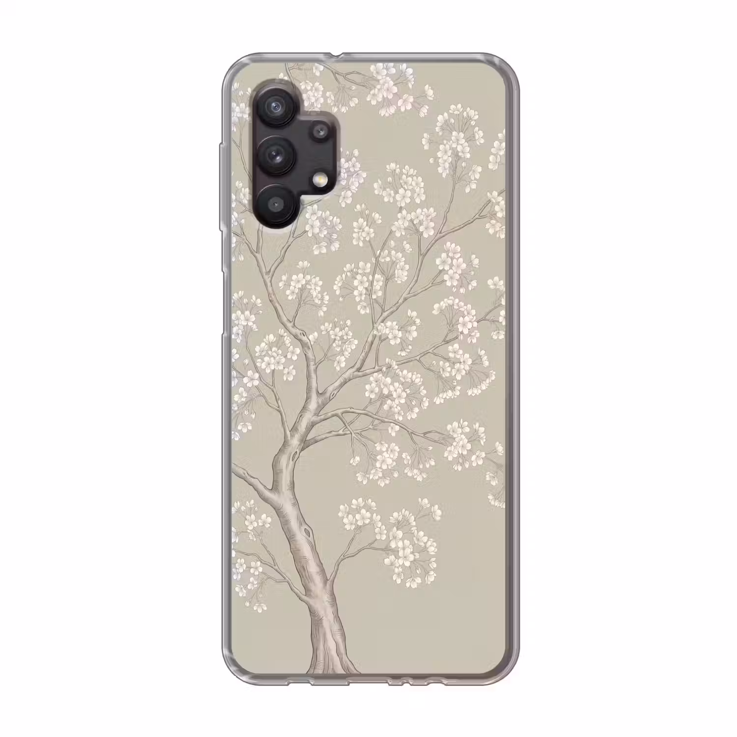 Sereen - Bloesem - Wit Telefoonhoesje Samsung Galaxy A32 5G klein -3d