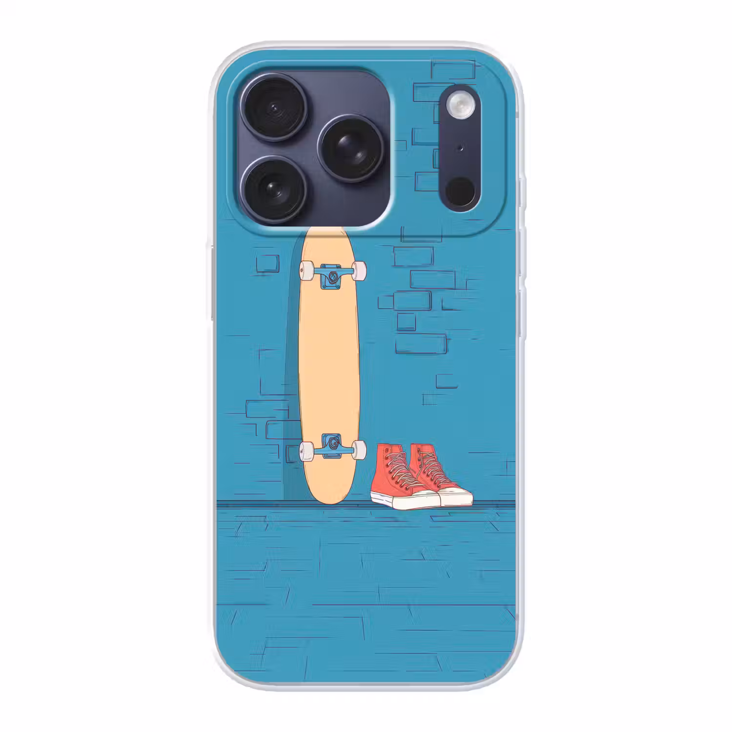 Skateboard - Gympen - Rood - Minimalistisch Telefoonhoesje iPhone 17 Pro klein -3d
