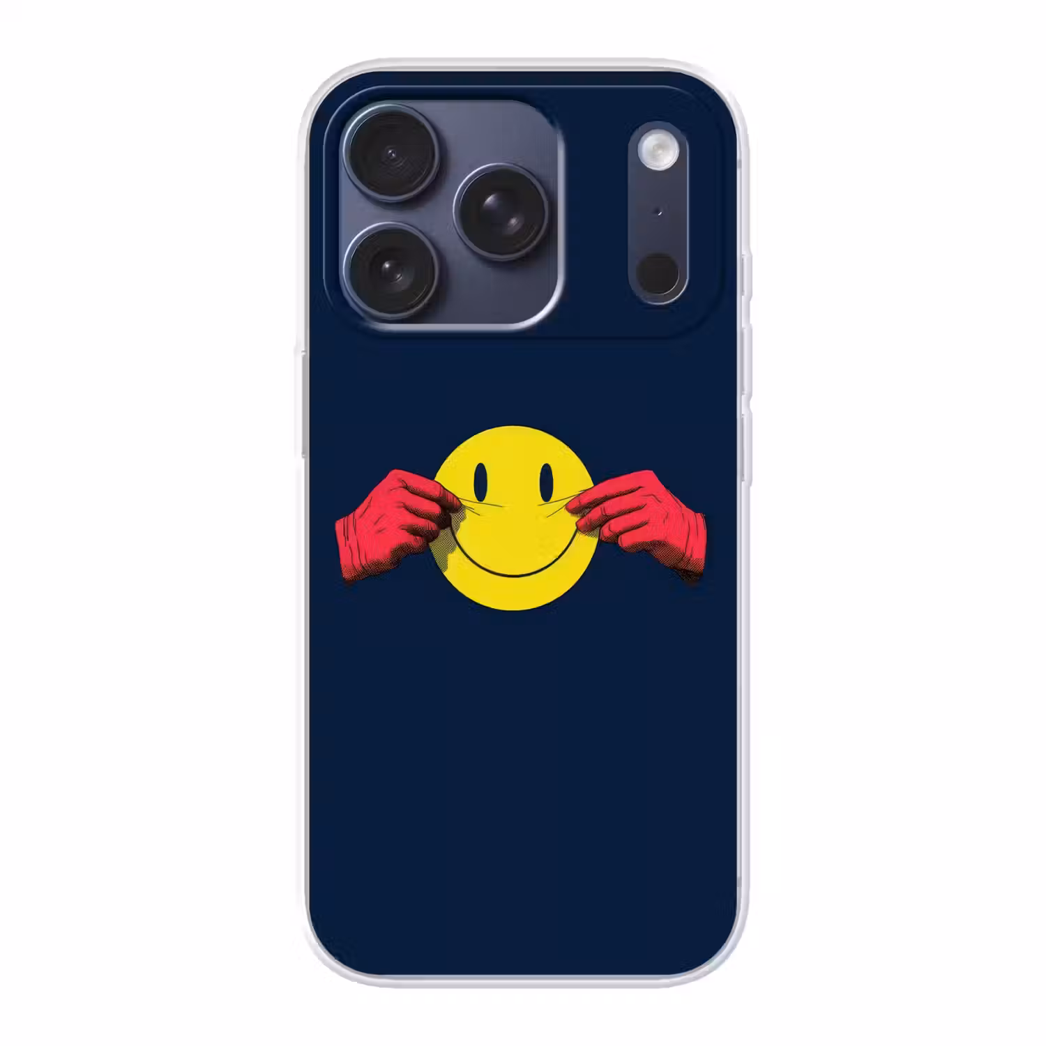 Smiley - Geel - Handen - Minimalistisch Telefoonhoesje iPhone 17 Pro klein -3d