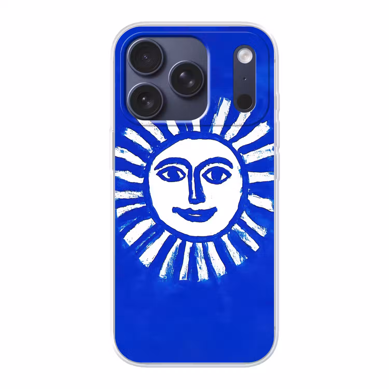 Zon - Gezicht - Penseelstructuur - Blauw Telefoonhoesje iPhone 17 Pro klein -3d