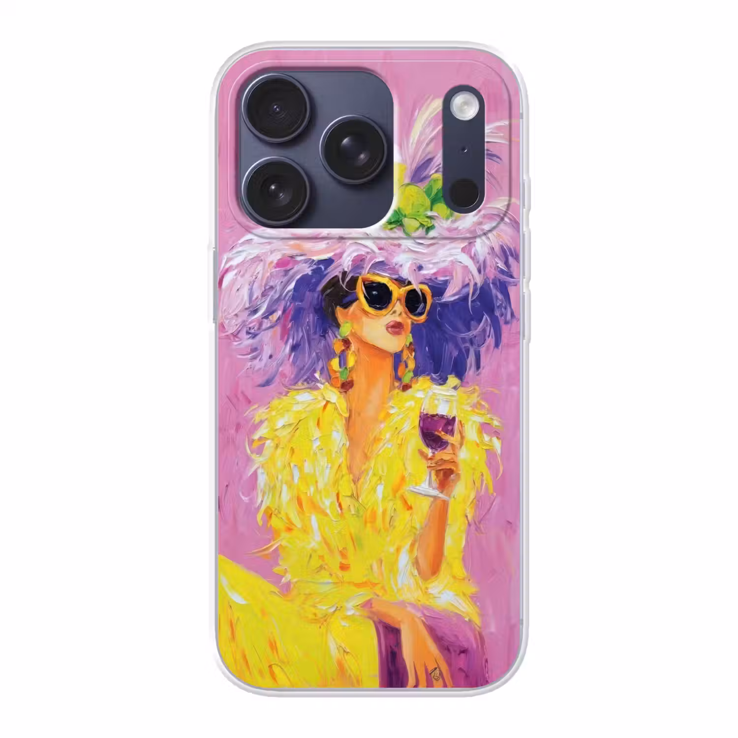 Zonnebril - Vrouw - Jas - Veren Telefoonhoesje iPhone 17 Pro klein -3d