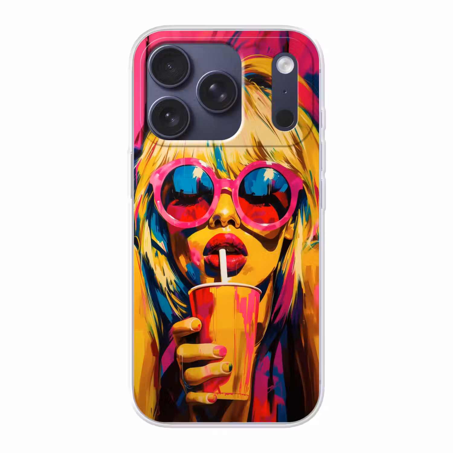 Zonnebril - Roze - Vrouw - Rietje Telefoonhoesje iPhone 17 Pro klein -3d