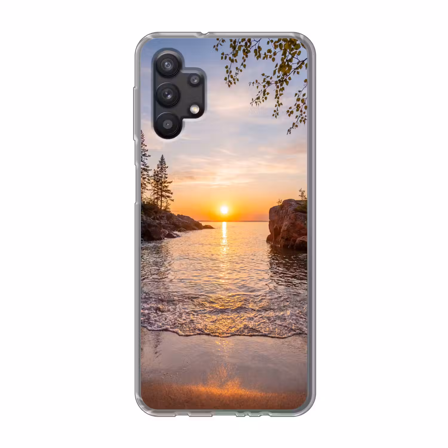 Zonsondergang - Kust - Water - Natuur - Oranje Telefoonhoesje Samsung Galaxy A32 5G klein -3d