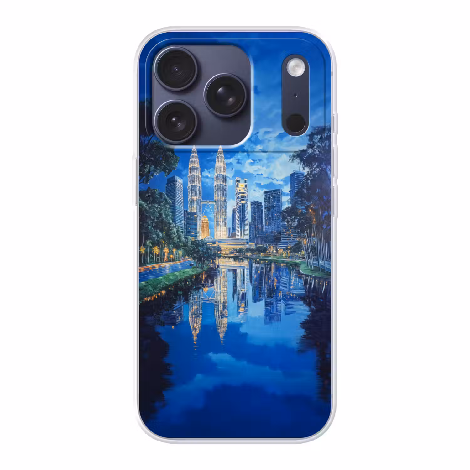 Stad Kuala Lumpur - Skyline - Wolkenkrabbers - Water Telefoonhoesje iPhone 17 Pro klein -3d