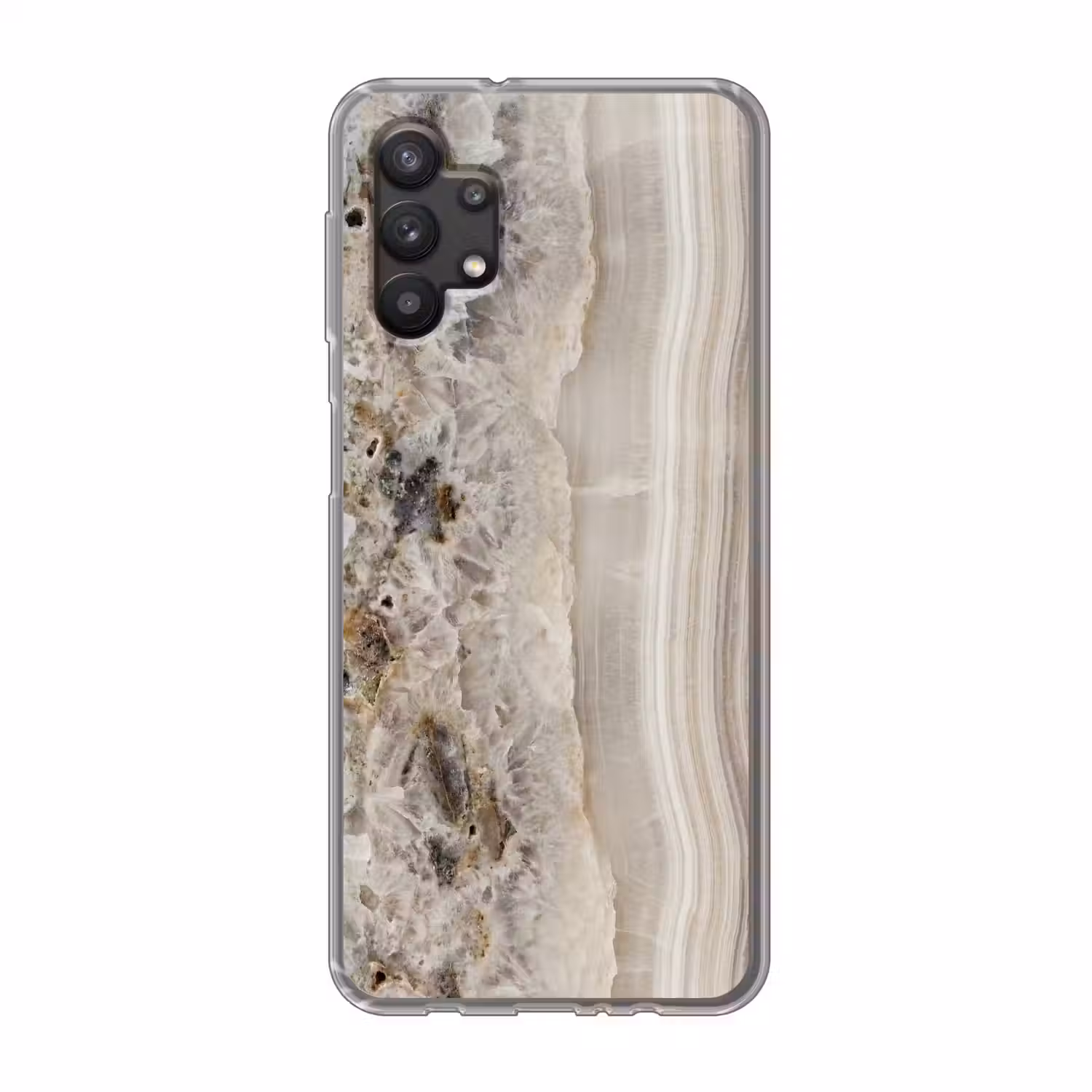 Steen - Textuur - Abstract - Beige - Wit Telefoonhoesje Samsung Galaxy A32 5G klein -3d