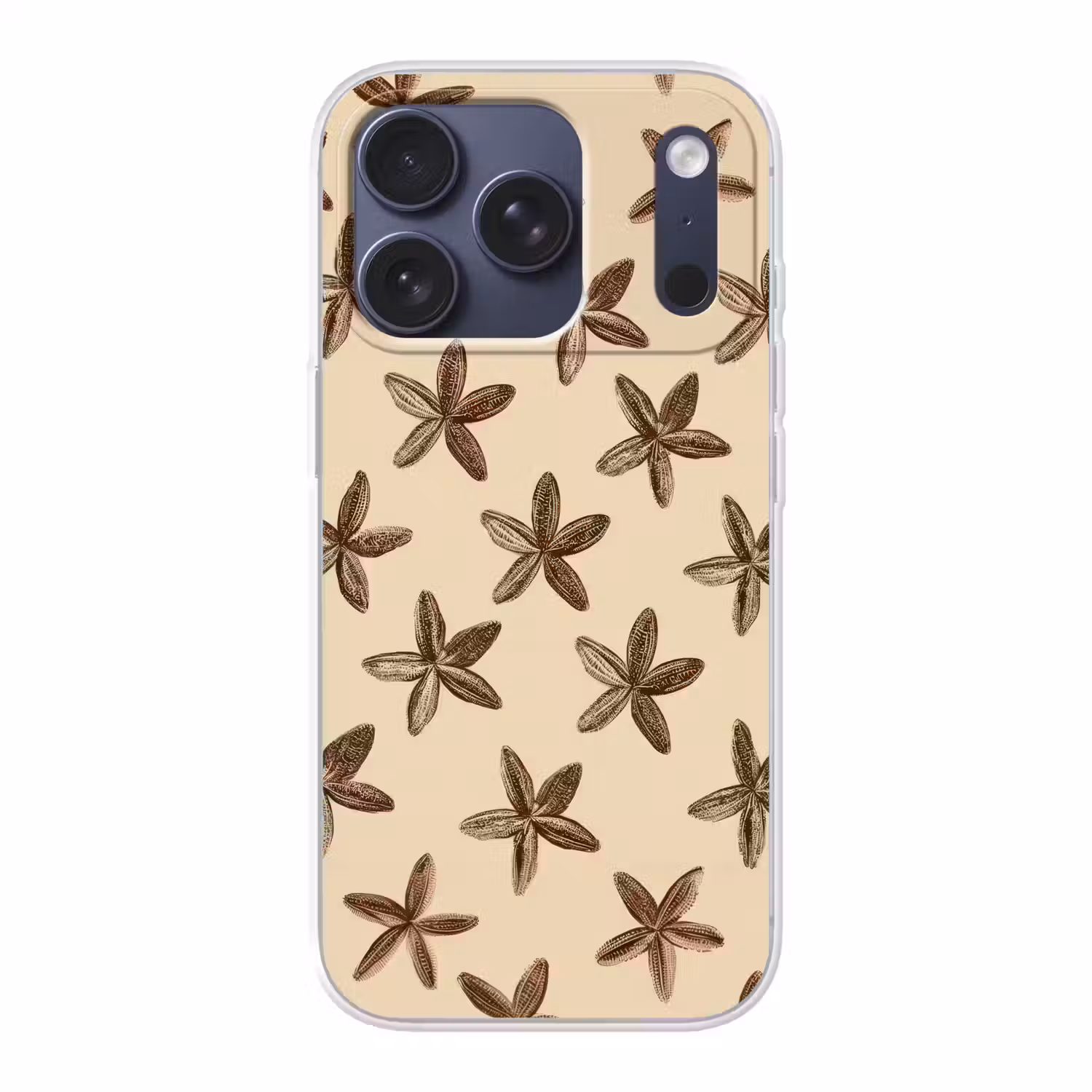 Sterren - Bruin - Natuurlijk Telefoonhoesje iPhone 17 Pro klein -3d