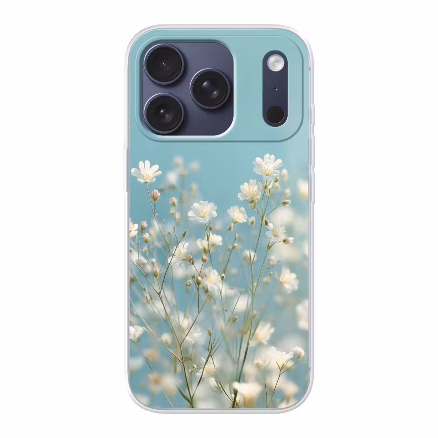 Stengels - Bloemen - Lucht - Wit Telefoonhoesje iPhone 17 Pro klein -3d