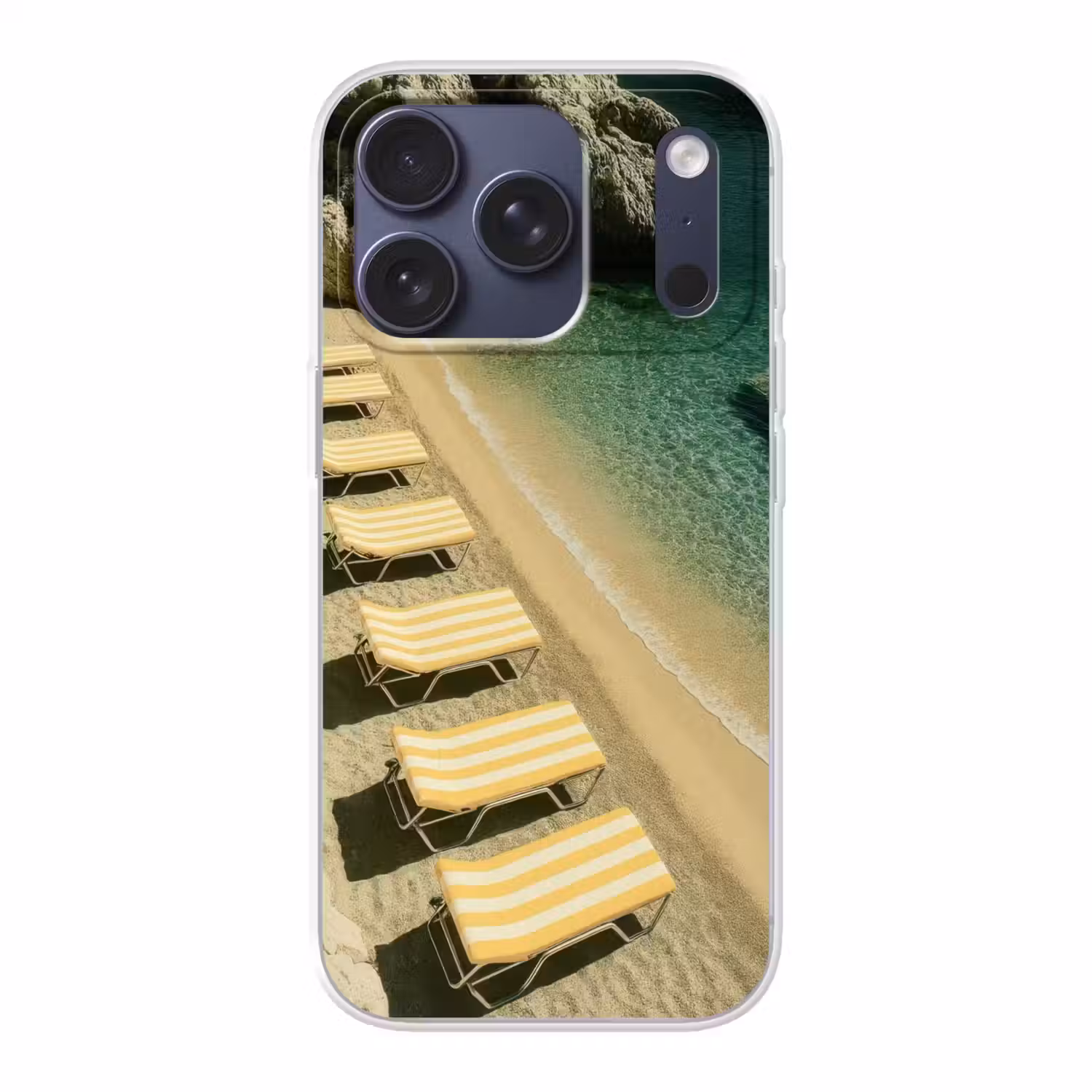 Strandbedden - Zee - Stenen - Baai Telefoonhoesje iPhone 17 Pro klein -3d