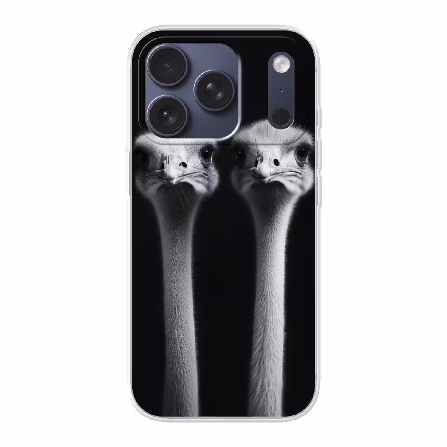 Struisvogels - Halzen - Zwart - Minimalistisch Telefoonhoesje iPhone 17 Pro klein -3d