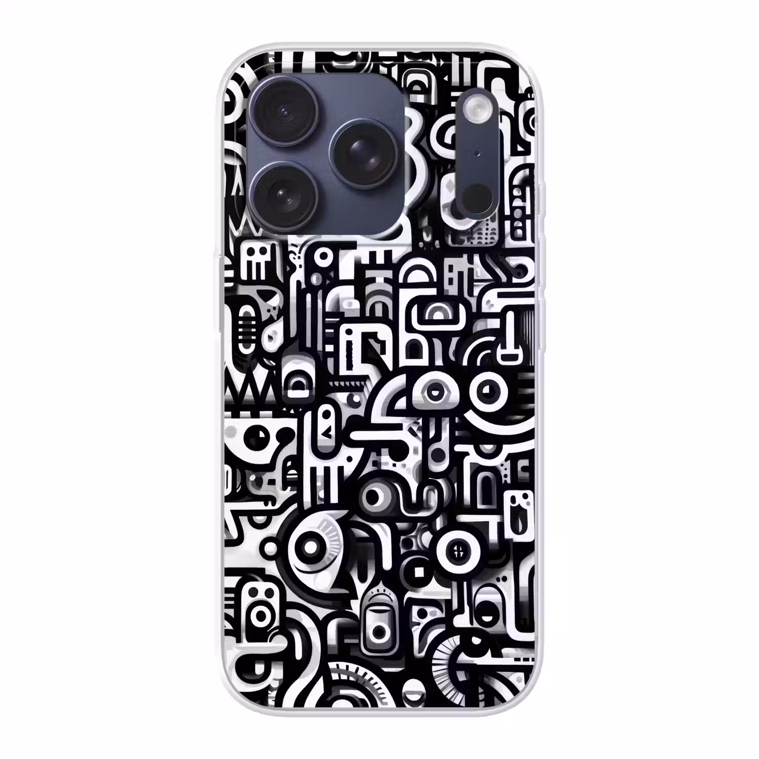 Symbolen - Abstract - Grafisch - Zwart Telefoonhoesje iPhone 17 Pro klein -3d