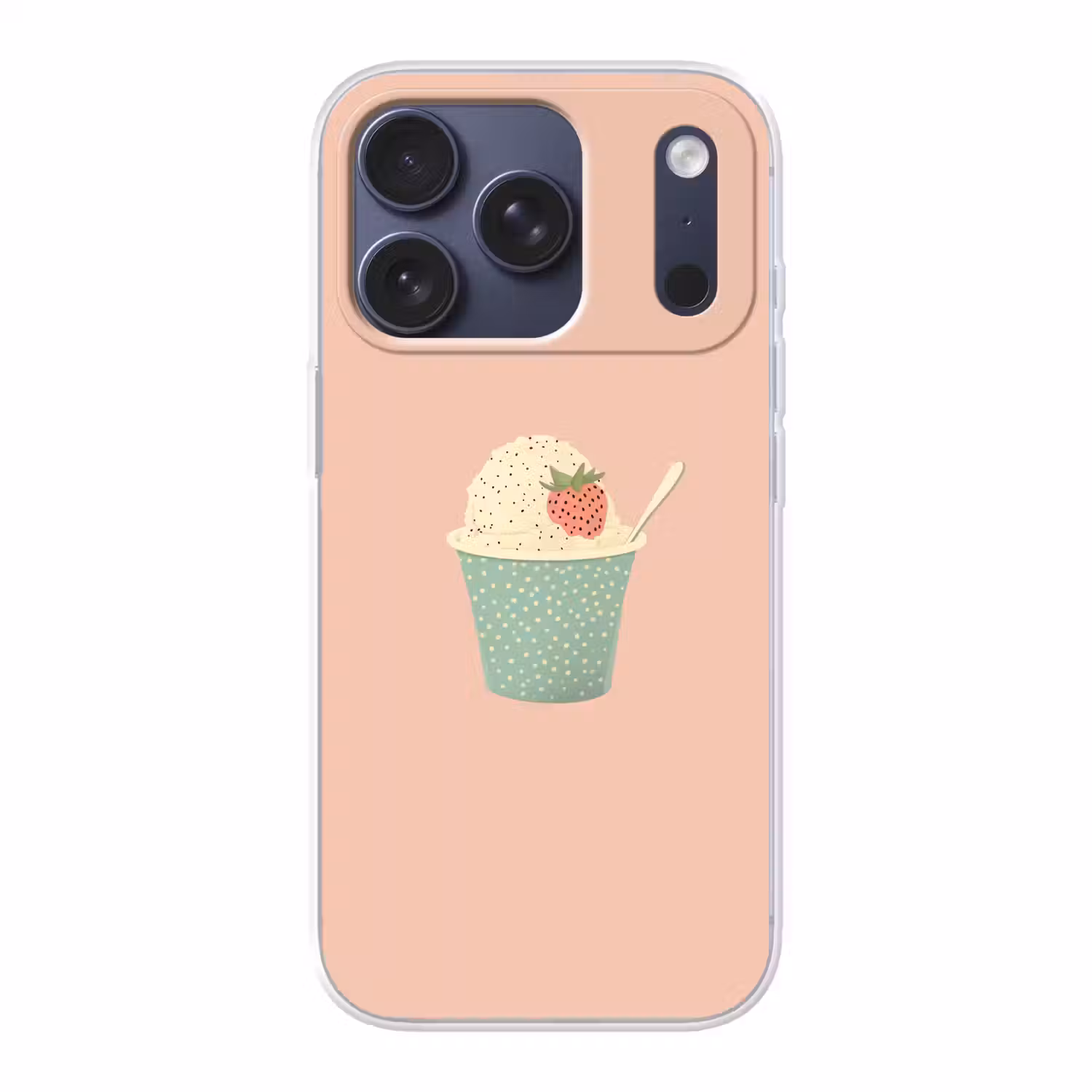 Bakje - Ijs - Aardbei - Roze Telefoonhoesje iPhone 17 Pro klein -3d