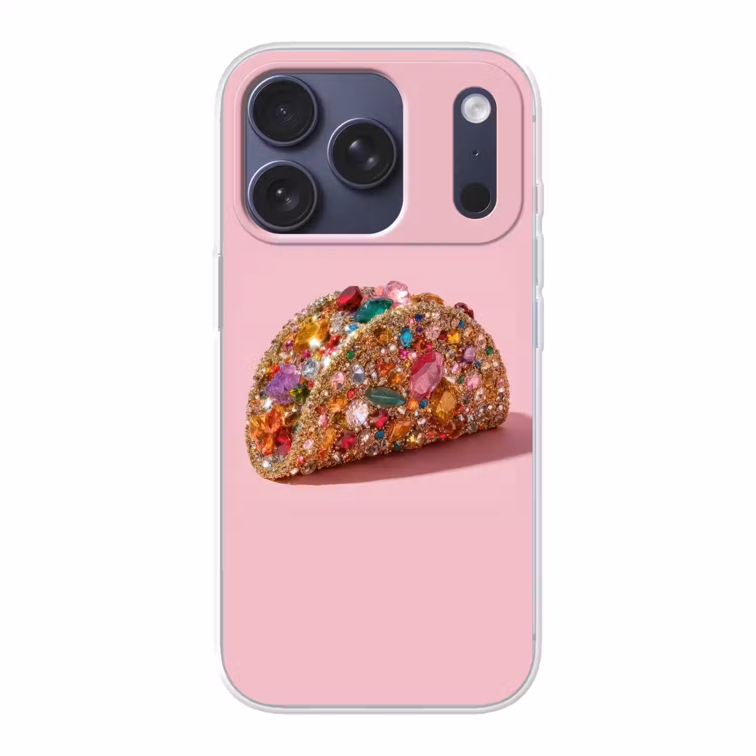 Taco - Kleurrijk - Edelstenen - Goud Telefoonhoesje iPhone 17 Pro klein -3d