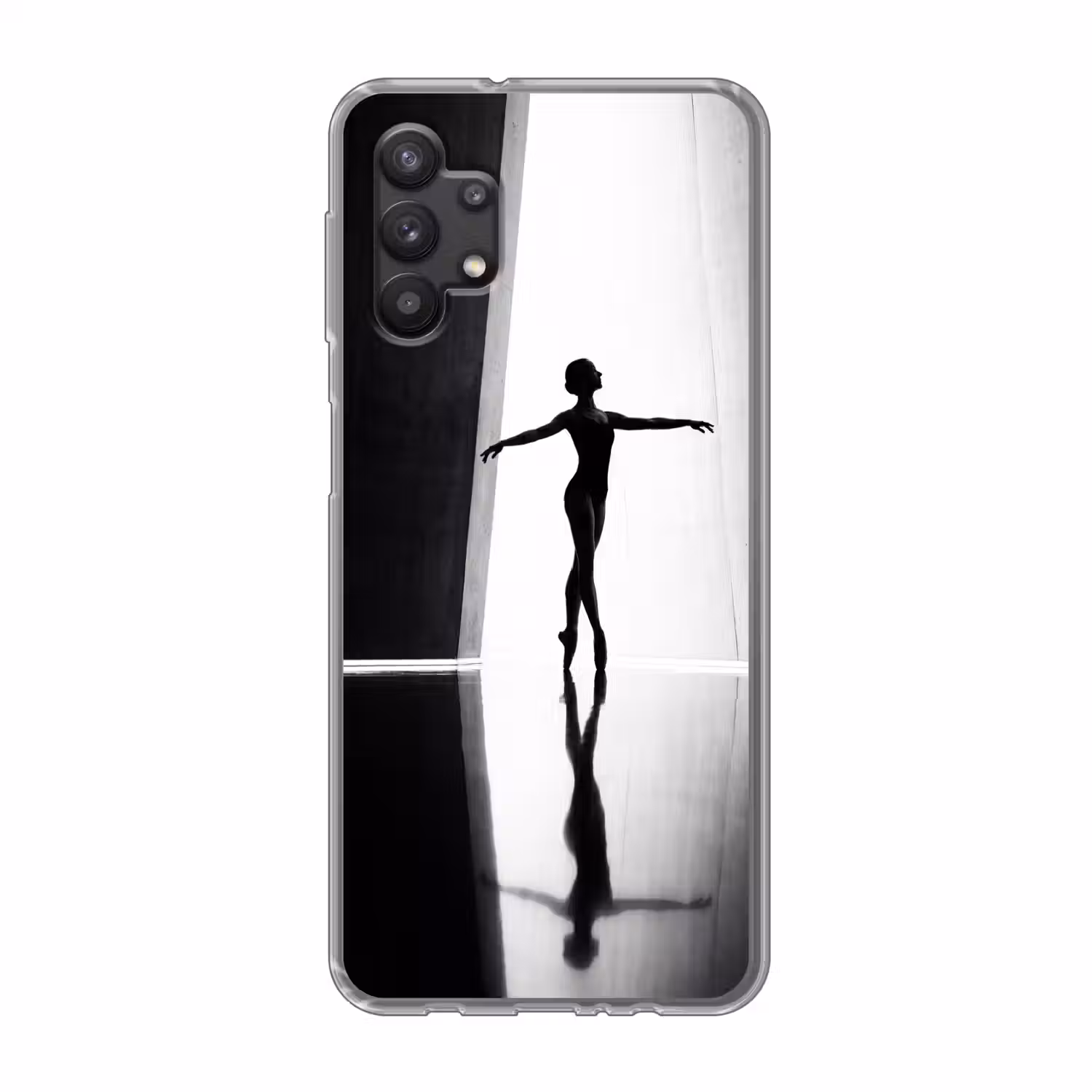 Danser - Silhouette - Kunst - Modern - Zwart-wit Telefoonhoesje Samsung Galaxy A32 5G klein -3d