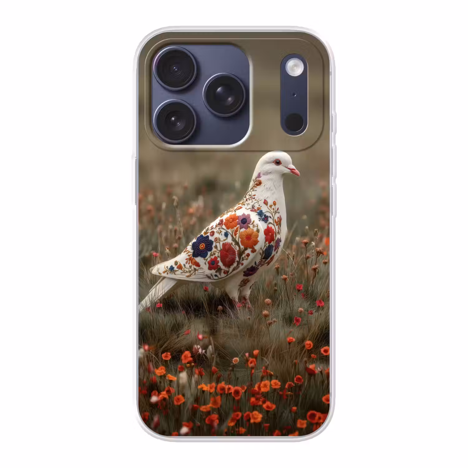 Duif - Bloemen - Natuur Telefoonhoesje iPhone 17 Pro klein -3d