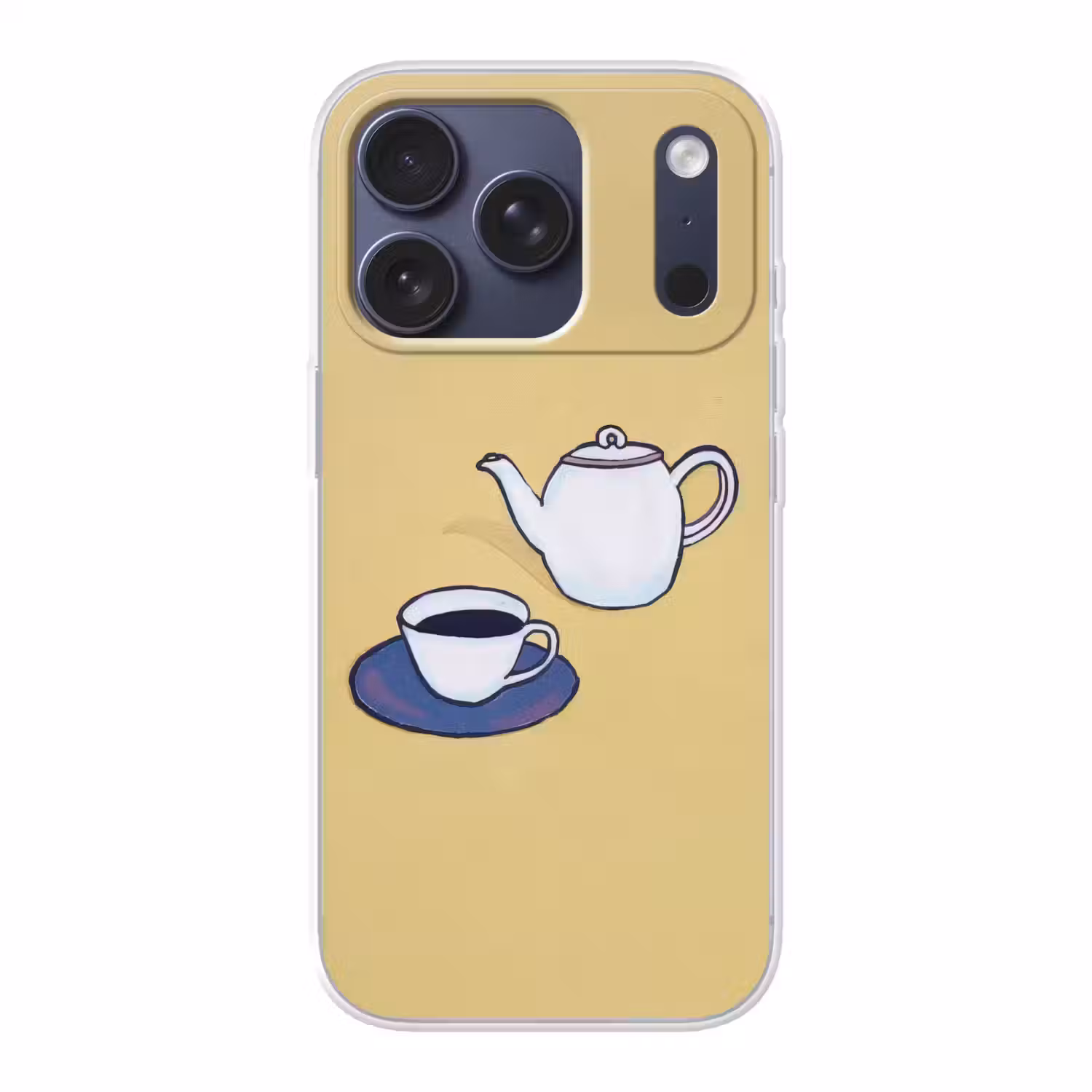 Theepot - Kopje - Beige - Illustratie Telefoonhoesje iPhone 17 Pro klein -3d
