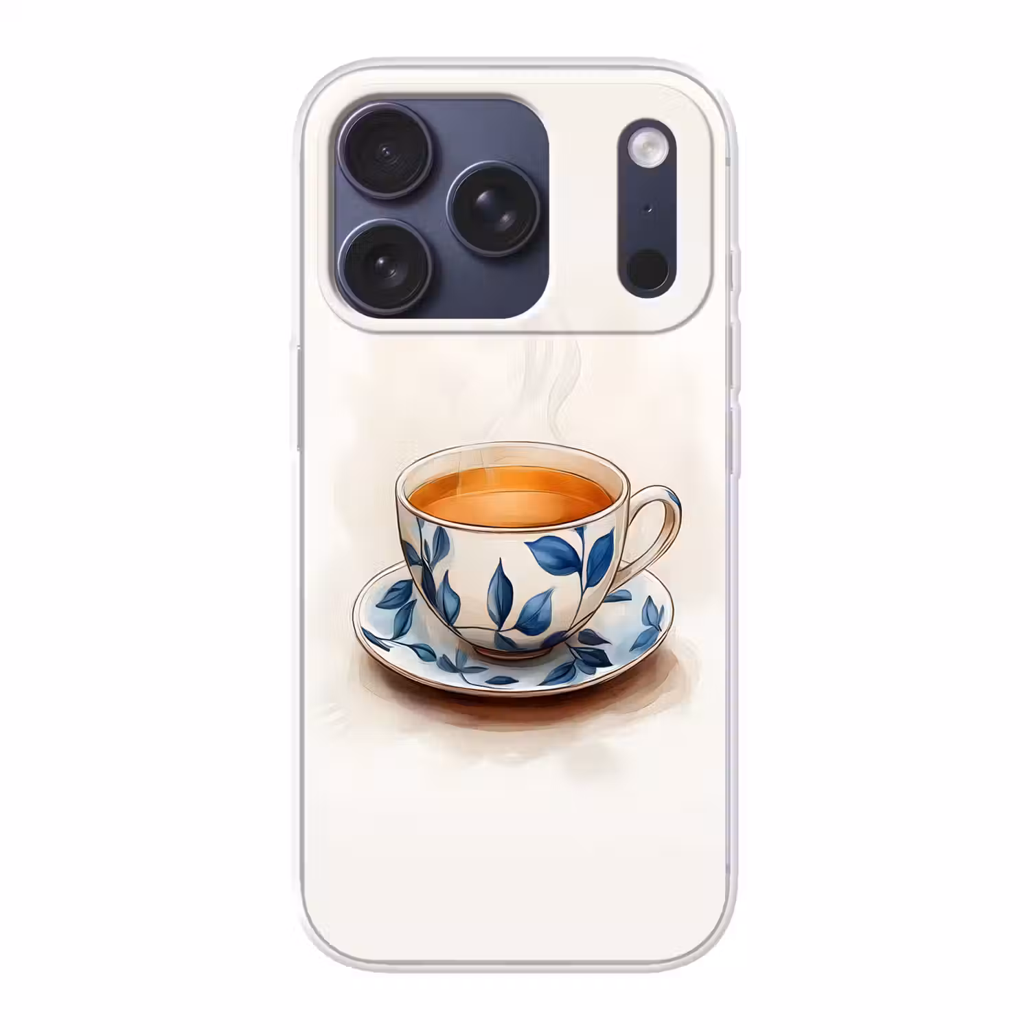 Theekop - Bladeren - Blauw Telefoonhoesje iPhone 17 Pro klein -3d