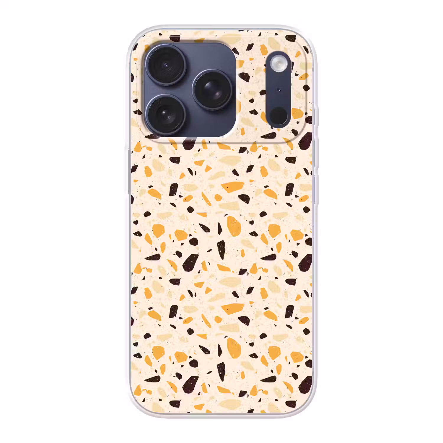 Terrazzo - Patroon - Geel - Telefoonhoesje iPhone 17 Pro klein 878 -3d