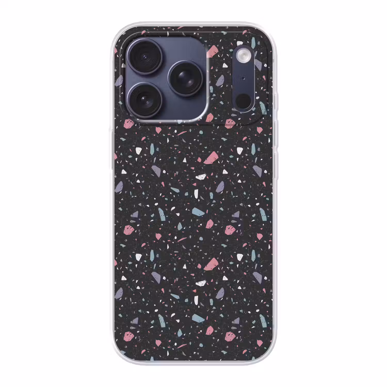 Terrazzo - Patroon - Zwart - Zacht Telefoonhoesje iPhone 17 Pro klein 878 -3d